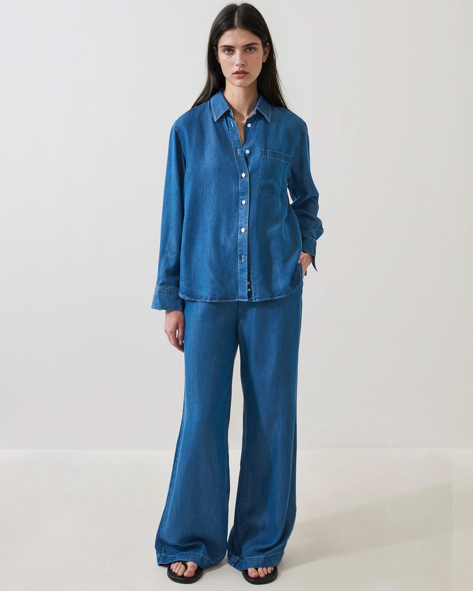Tencel Stonewash Boyfriend Shirt