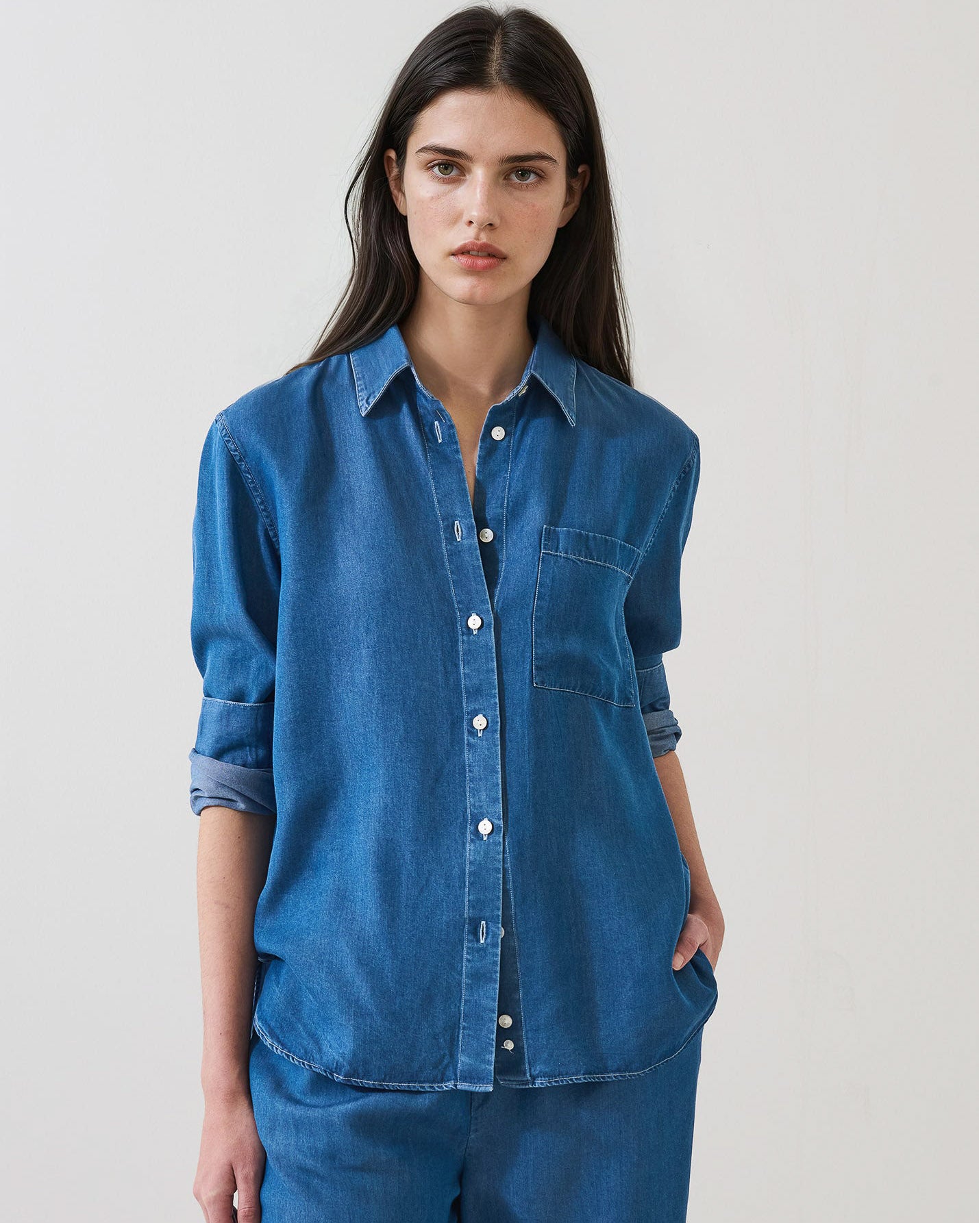 Tencel Stonewash Boyfriend Shirt