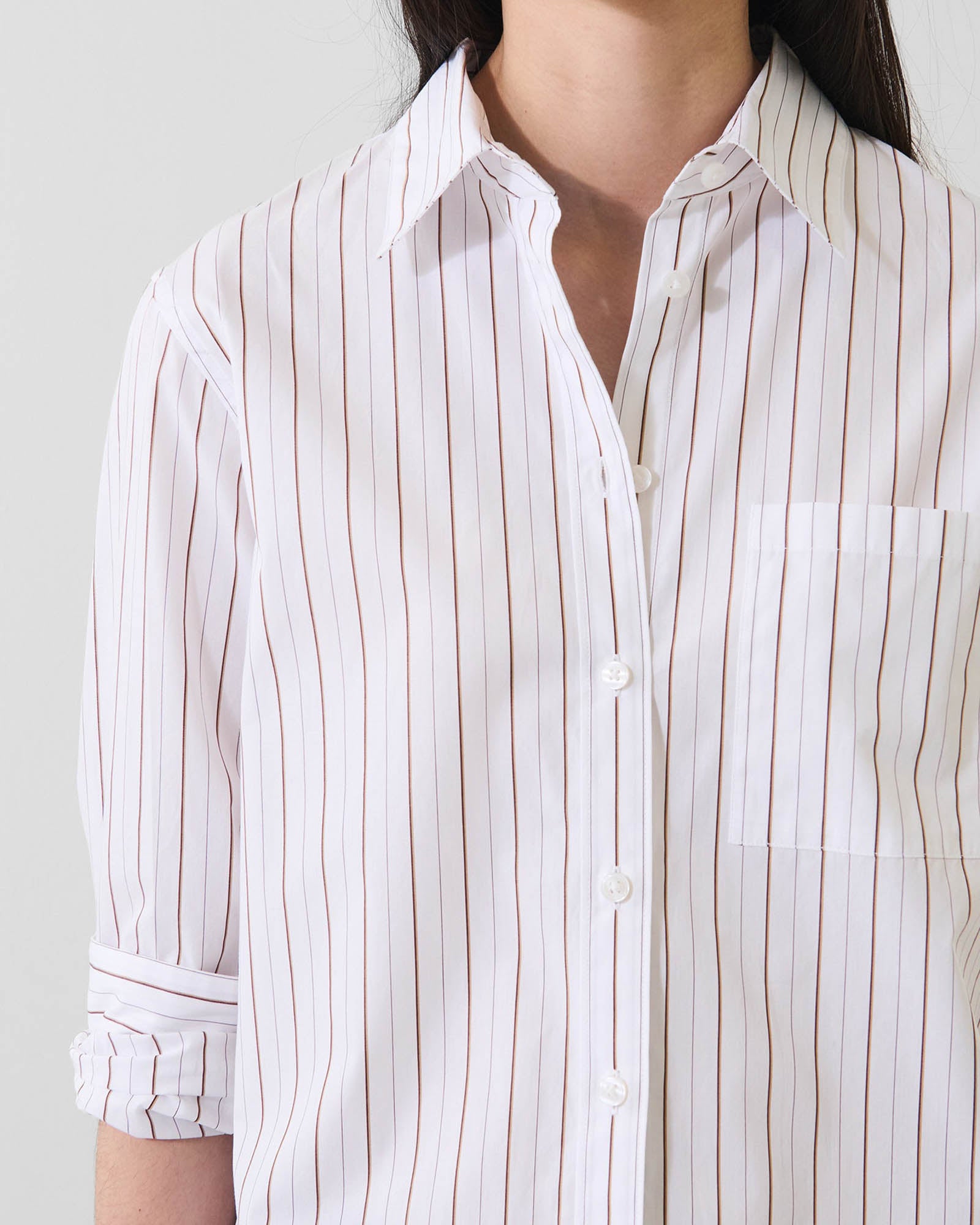 Cotton Stripe Boyfriend Pocket Shirt