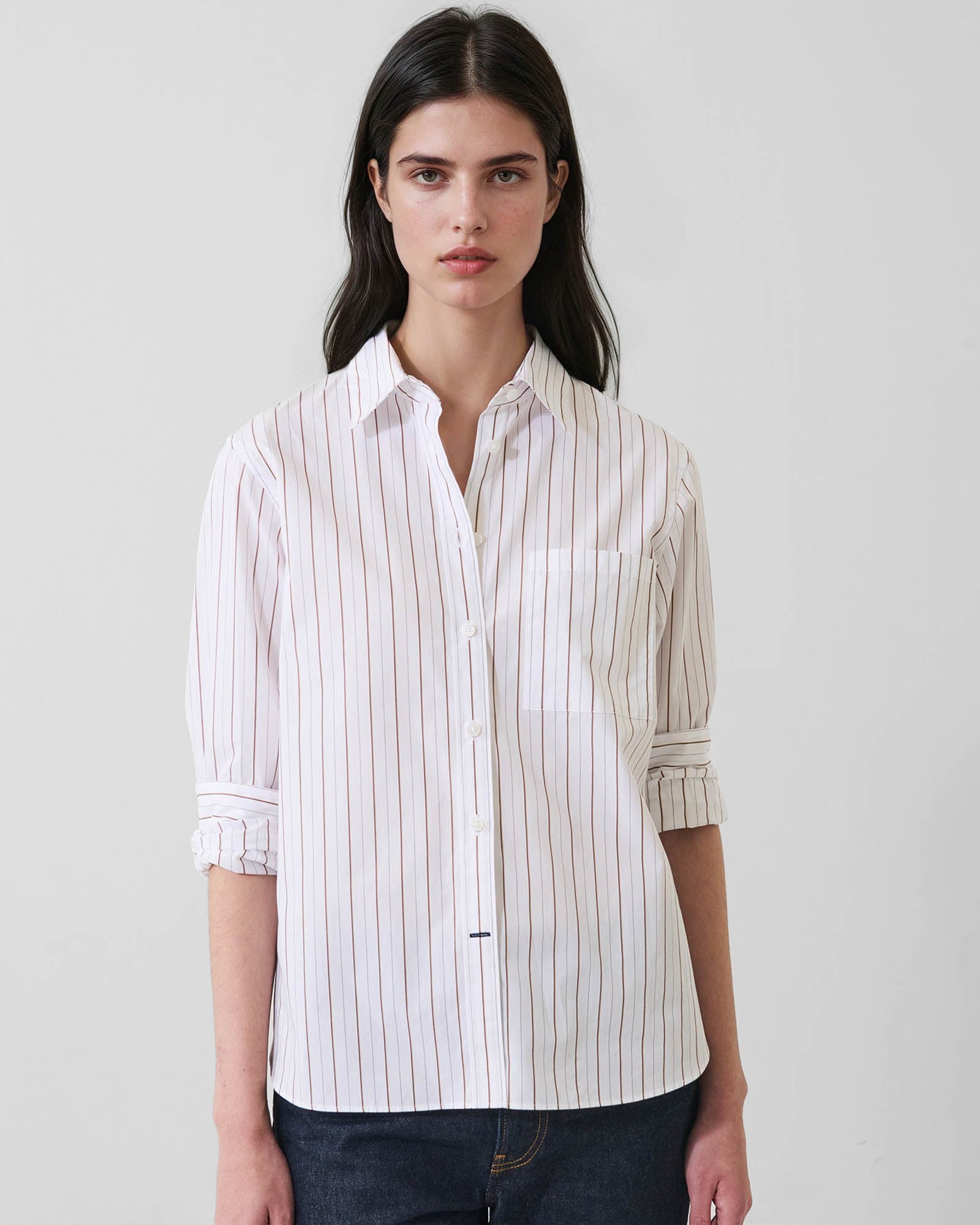 Cotton Stripe Boyfriend Pocket Shirt