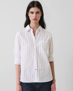 Cotton Stripe Boyfriend Pocket Shirt