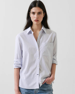 Cotton Stripe Boyfriend Pocket Shirt