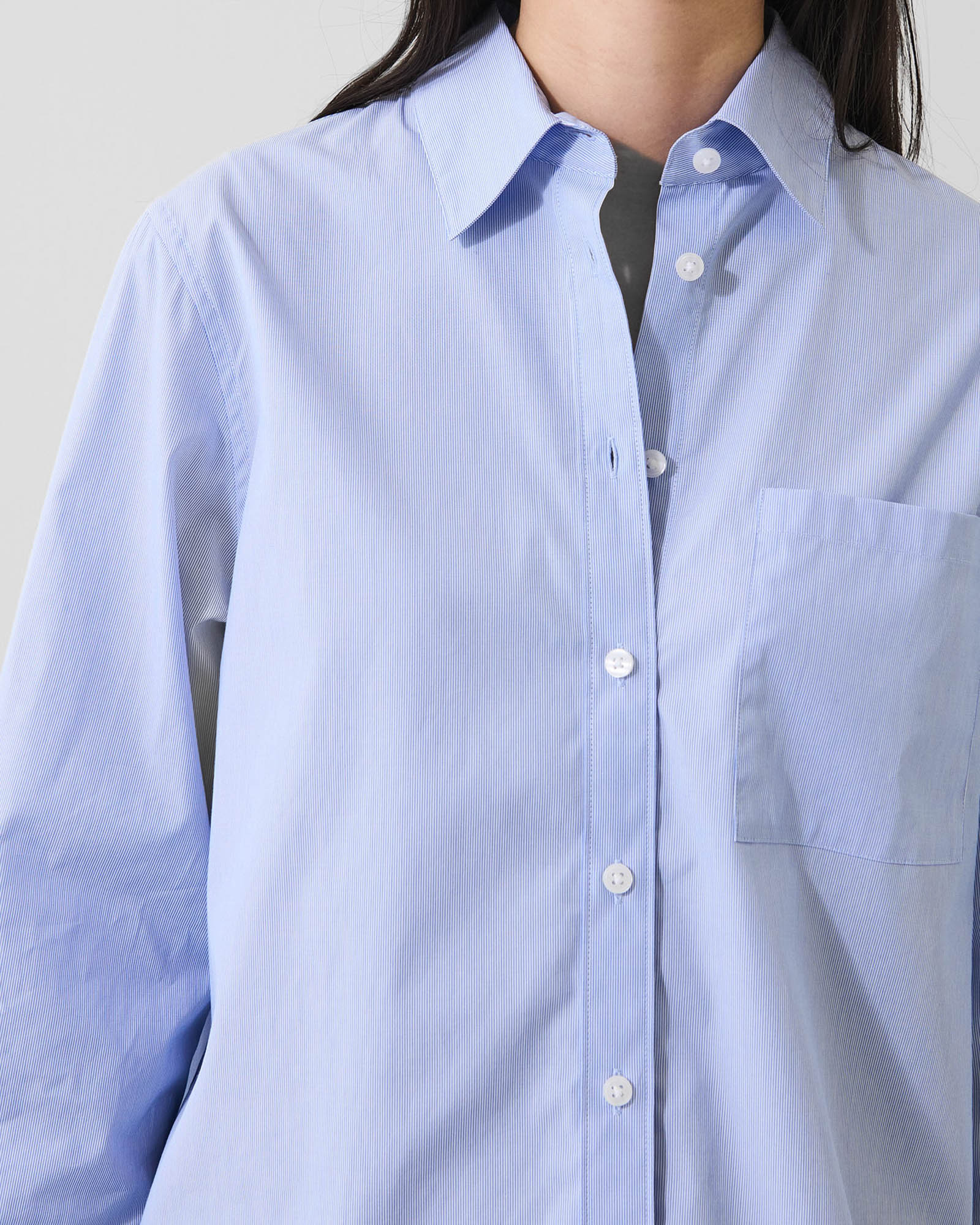 Cotton Stripe Boyfriend Pocket Shirt