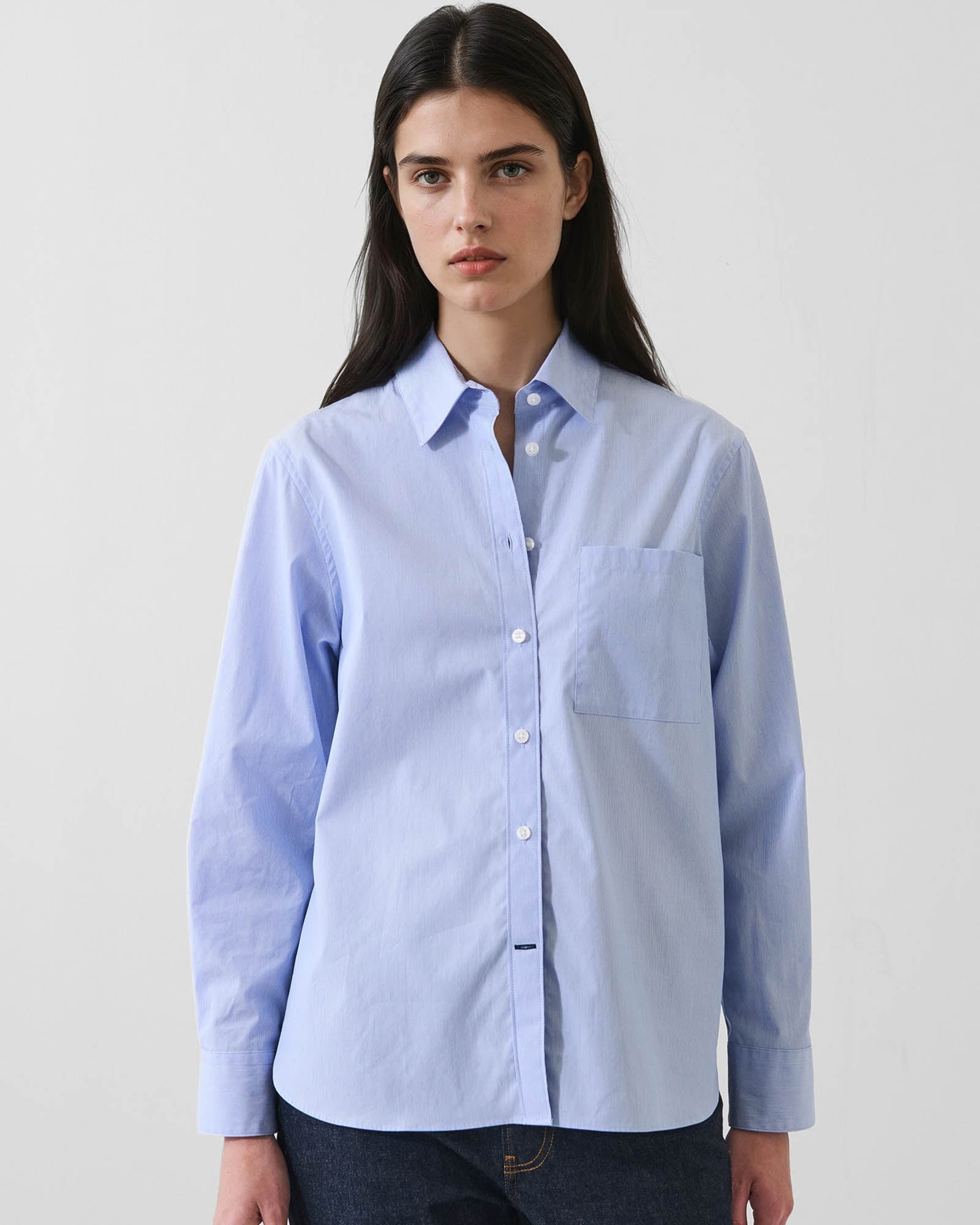 Cotton Stripe Boyfriend Pocket Shirt
