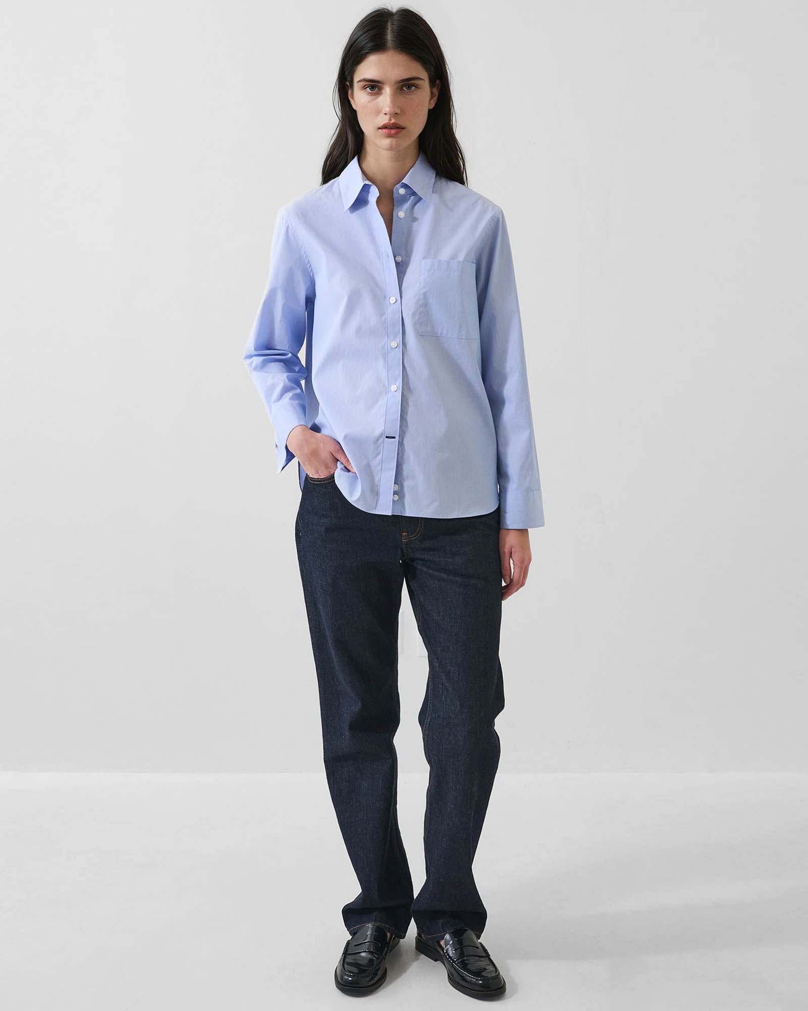 Cotton Stripe Boyfriend Pocket Shirt