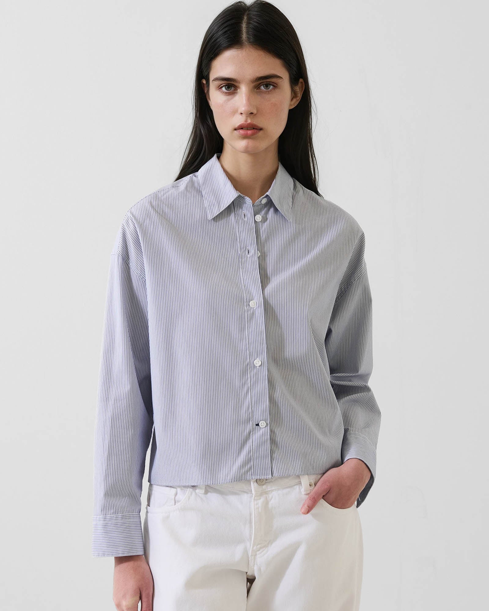 Cotton Stripe Boxy Shirt