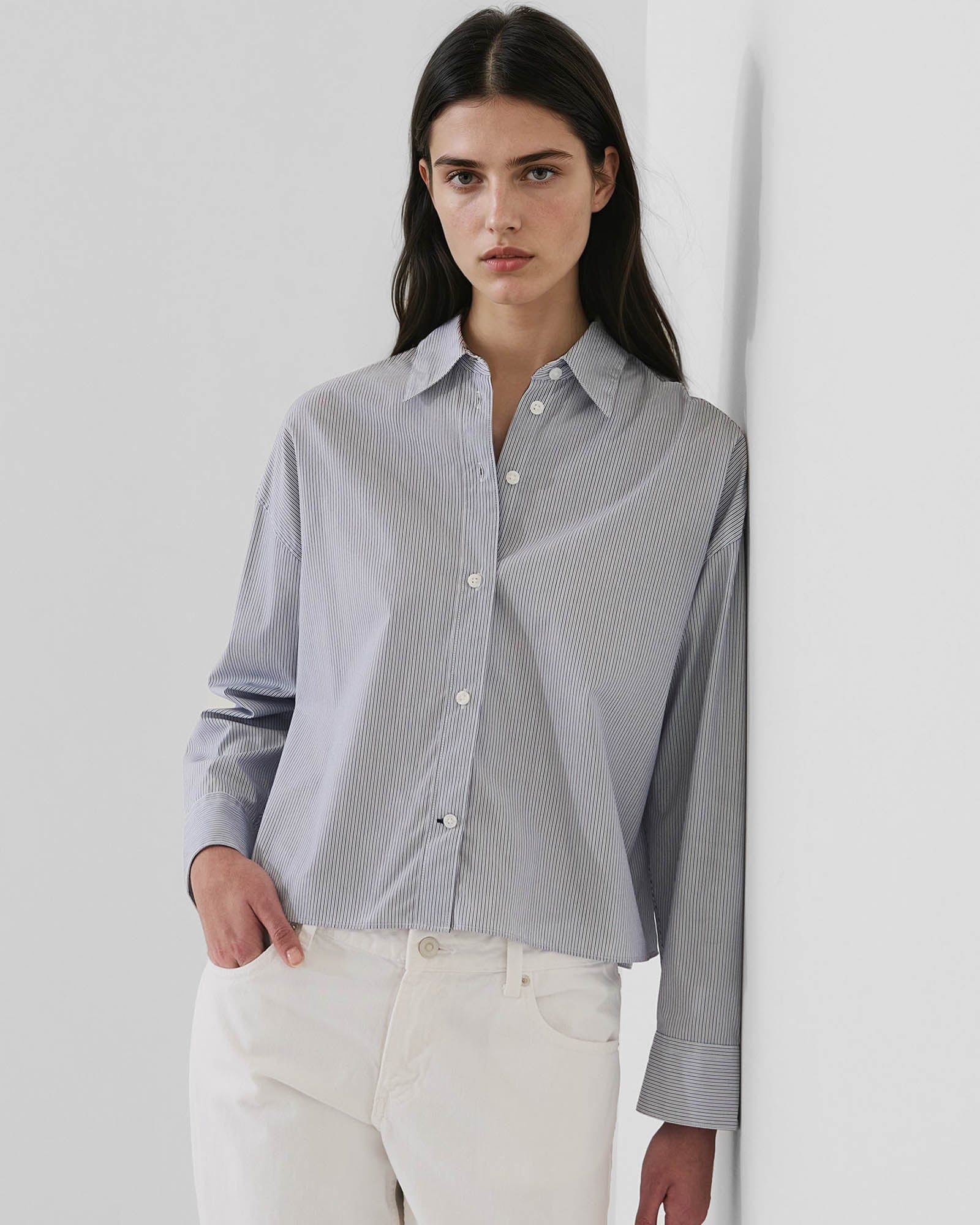 Cotton Stripe Boxy Shirt