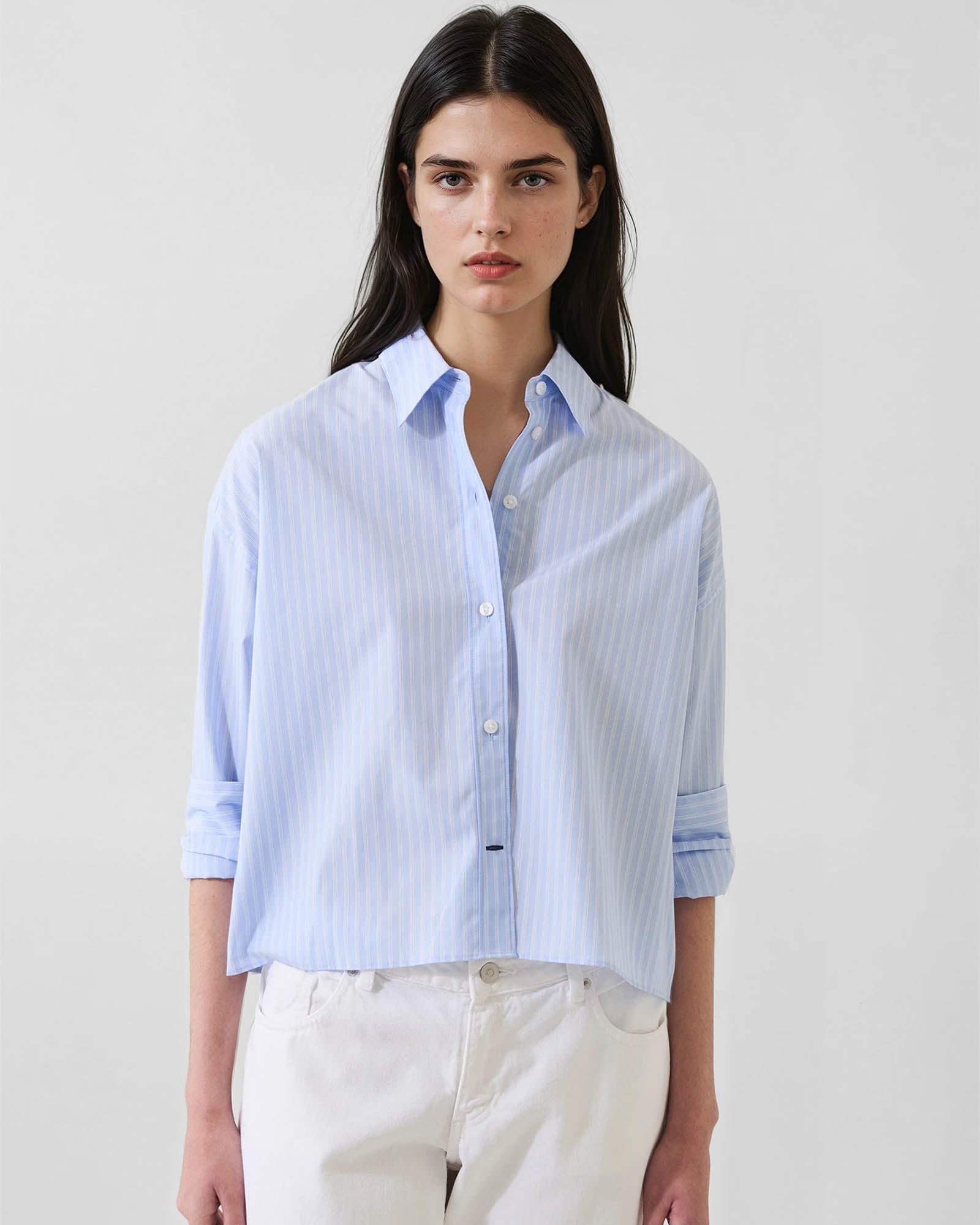 Cotton Stripe Boxy Shirt