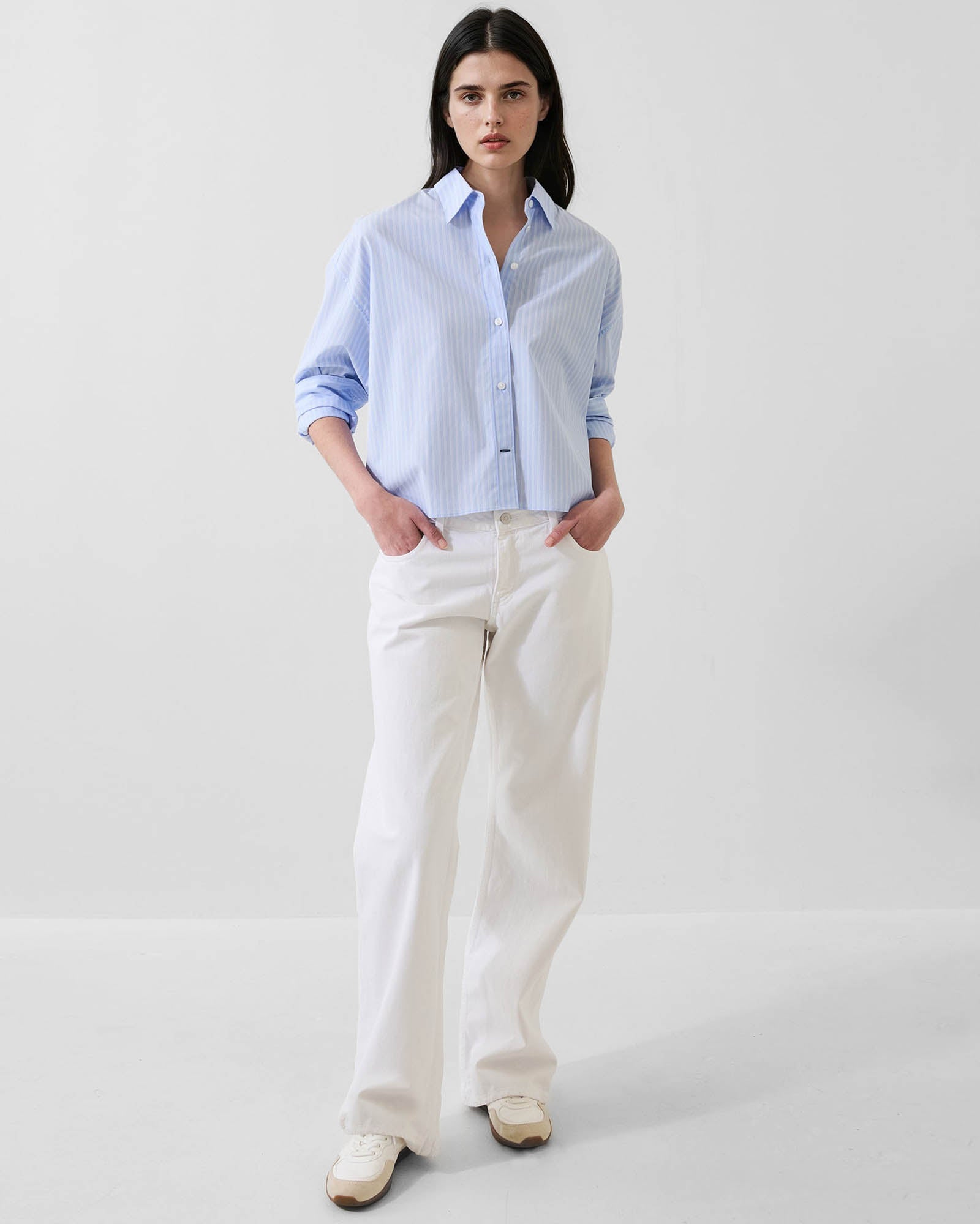 Cotton Stripe Boxy Shirt