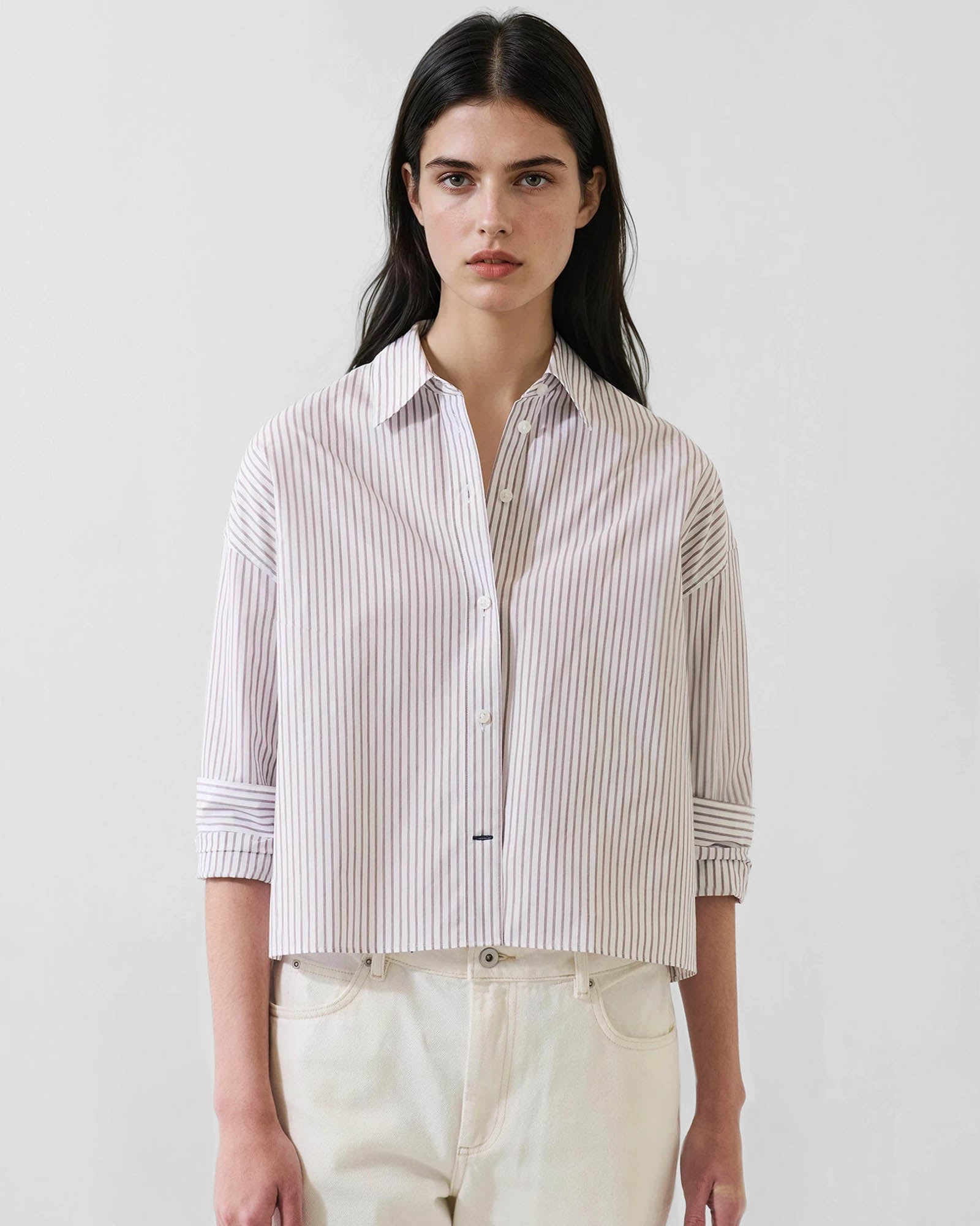 Cotton Stripe Boxy Shirt