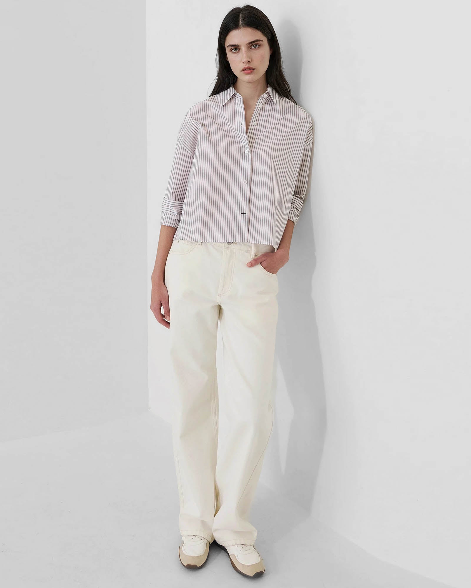 Cotton Stripe Boxy Shirt