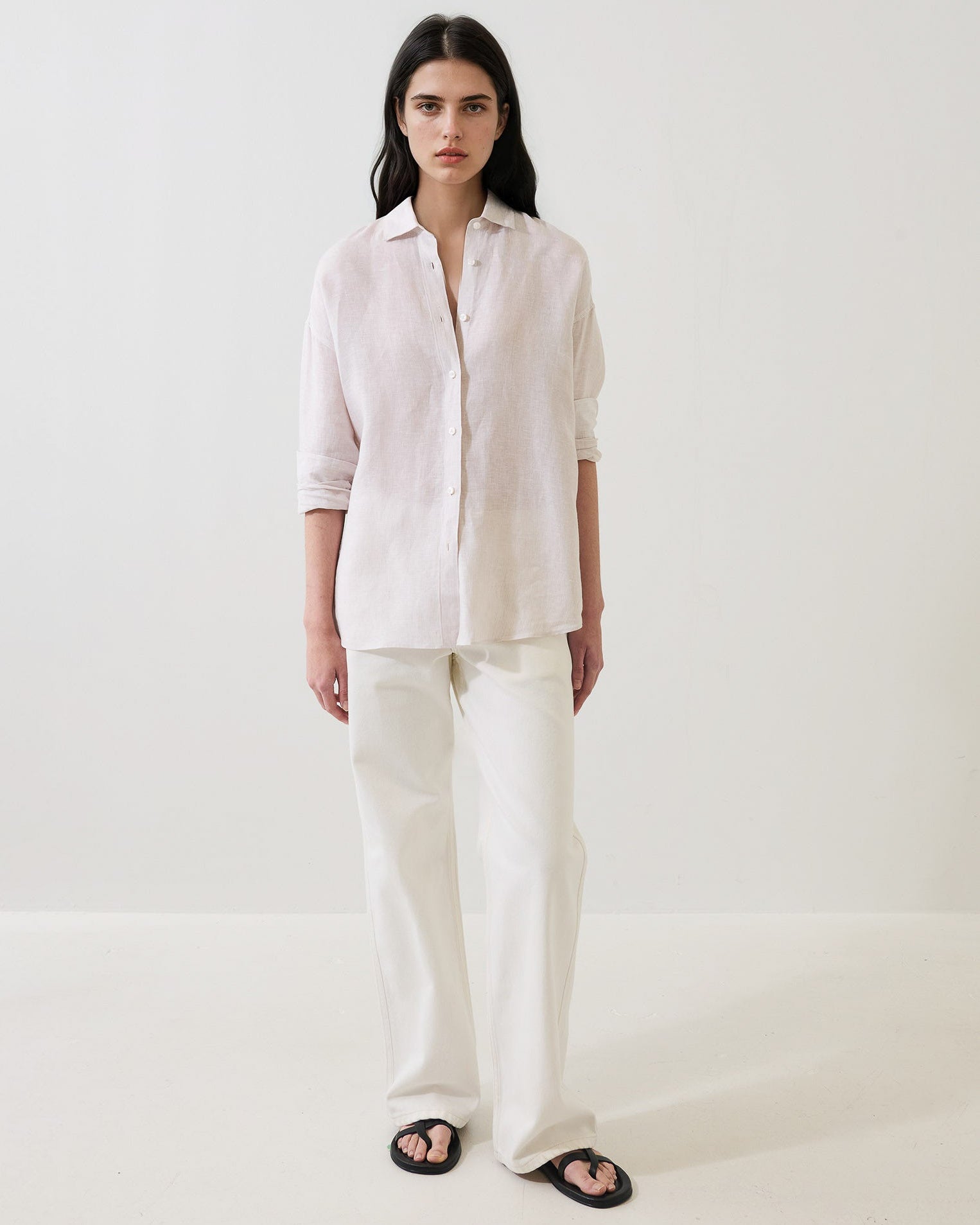 Linen Stripe Boyfriend Shirt