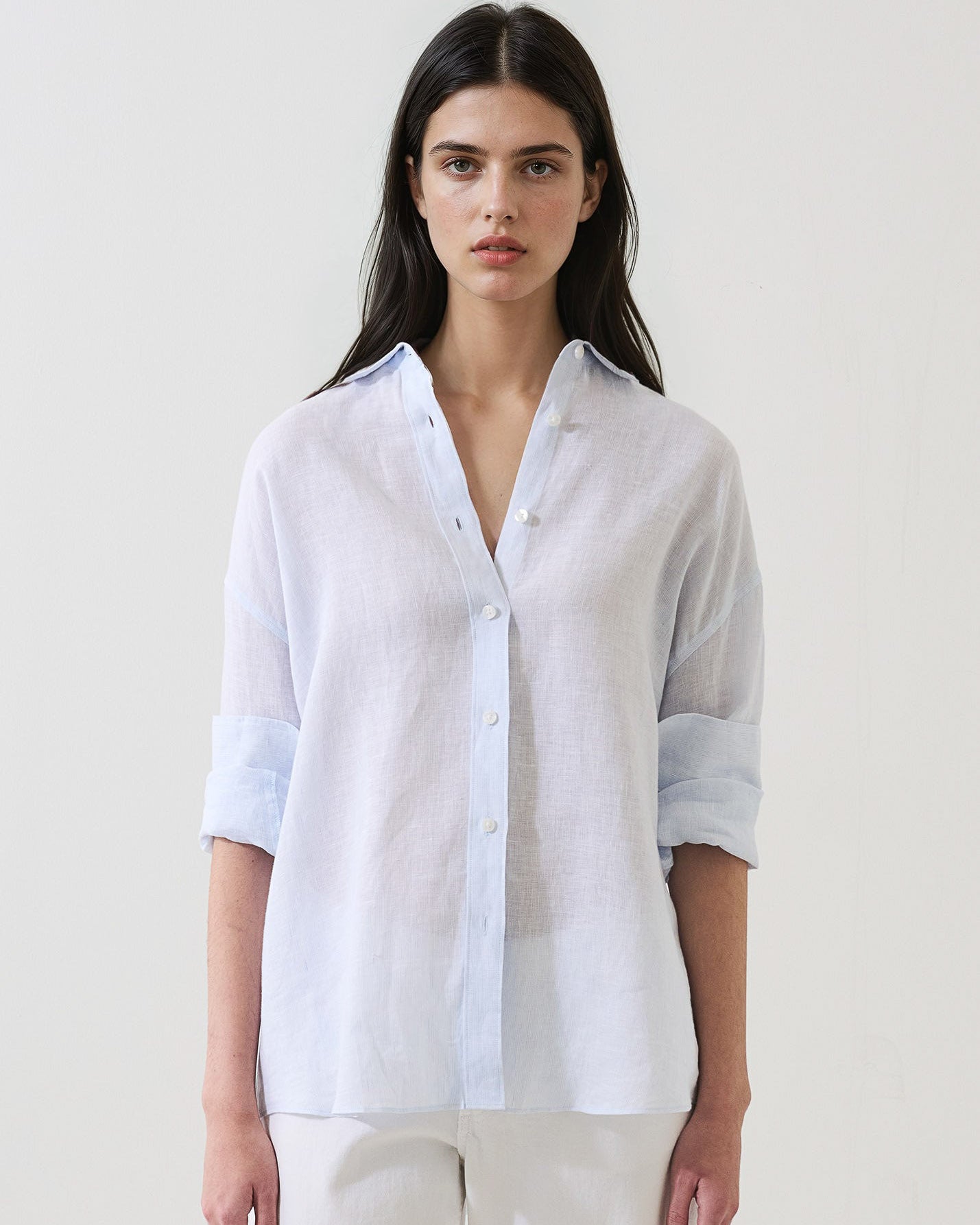 Linen Stripe Boyfriend Shirt