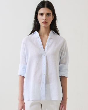 Linen Stripe Boyfriend Shirt