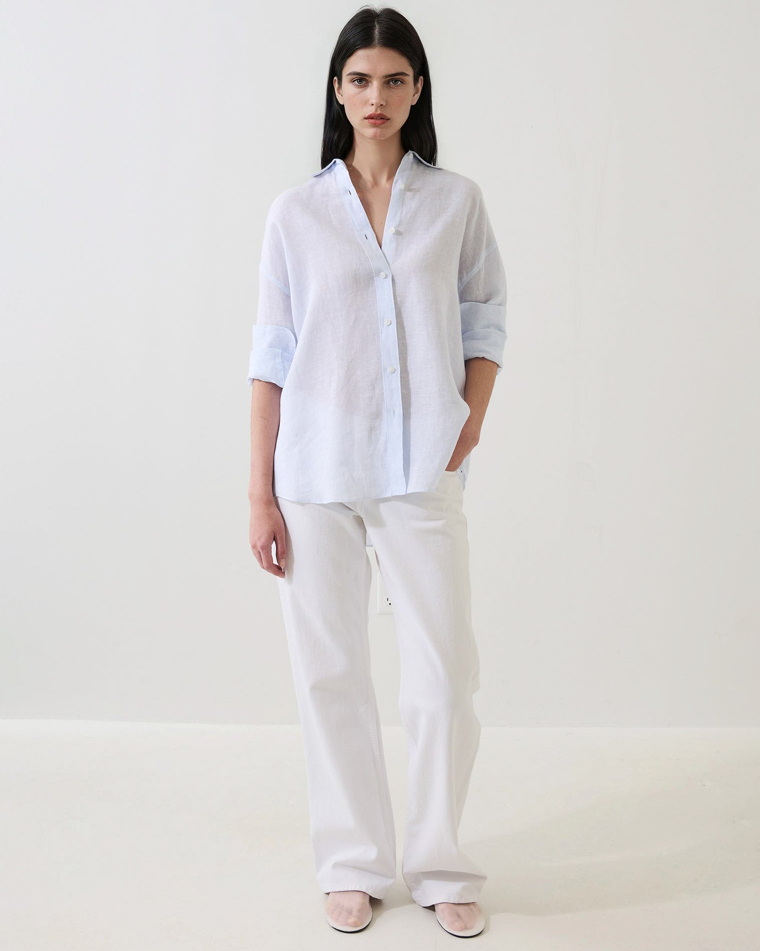 Linen Stripe Boyfriend Shirt