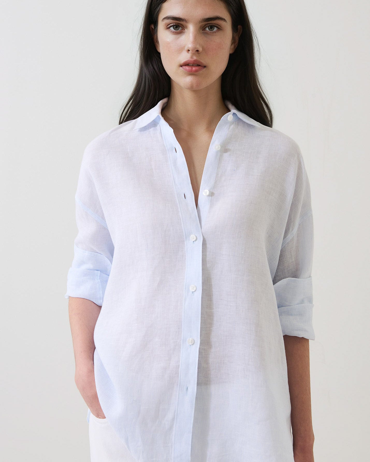 Linen Stripe Boyfriend Shirt