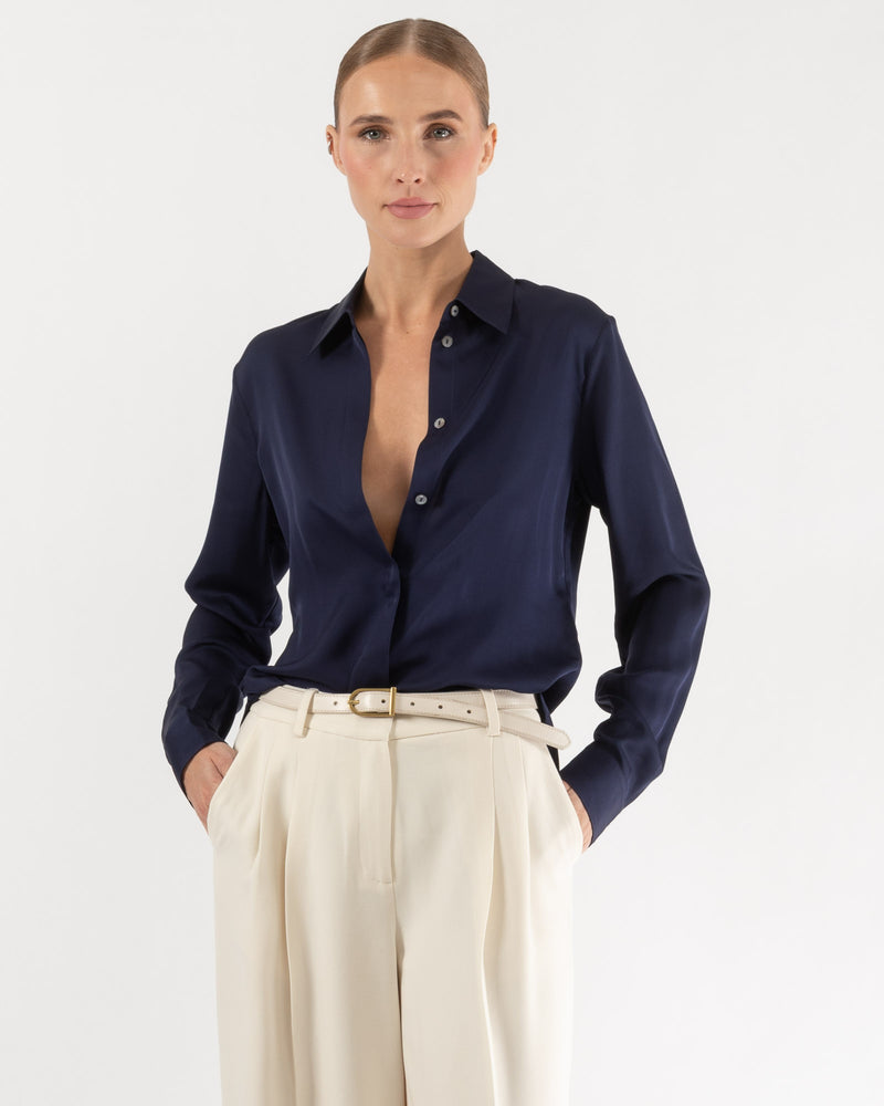 Long Sleeve Slim Silk Shirt