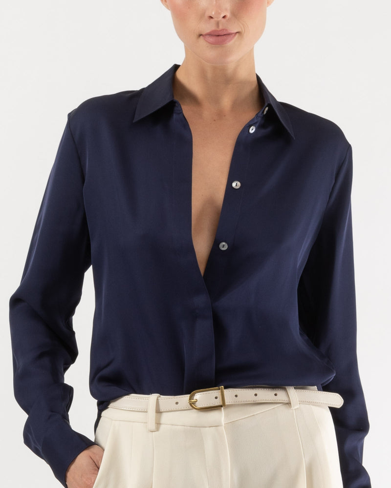 Long Sleeve Slim Silk Shirt