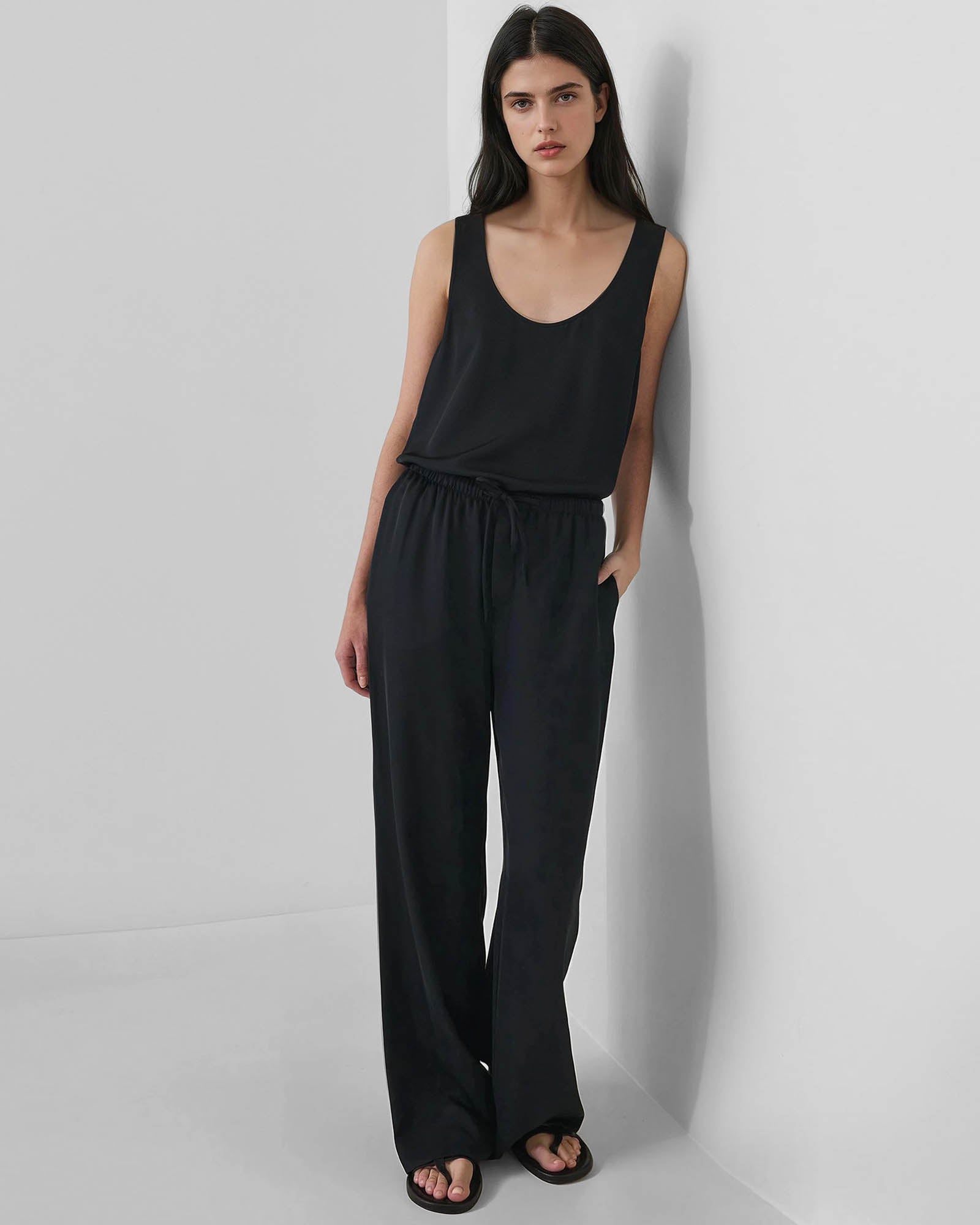 Silk Satin Drawstring Pant