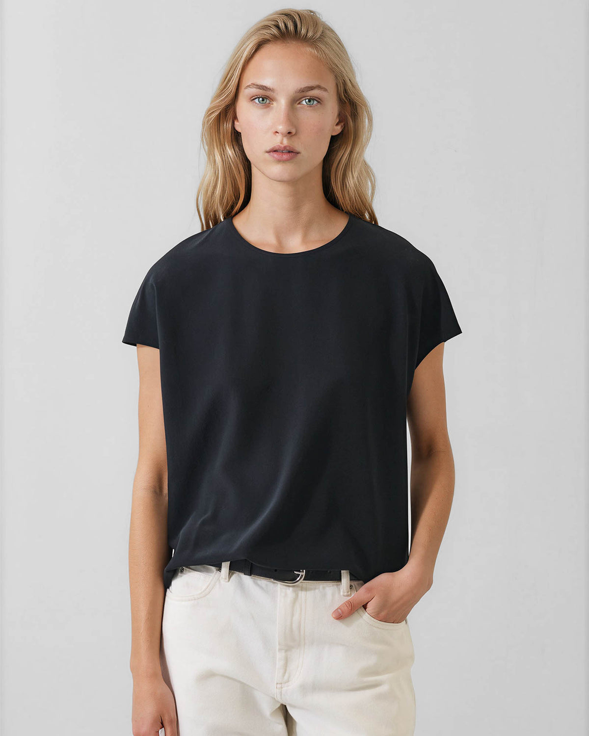 Short Sleeve Silk Dolman Tee