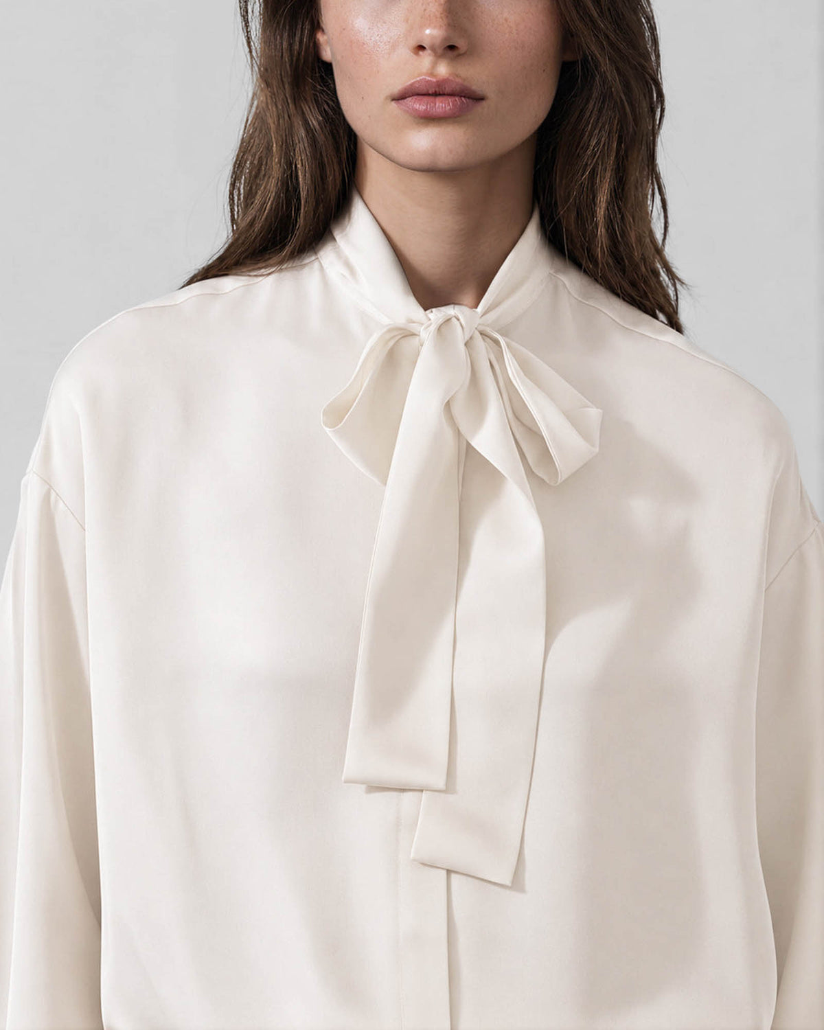 Long Sleeve Tie Neck Shirt