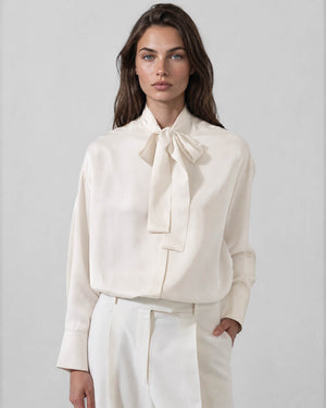 Long Sleeve Tie Neck Shirt