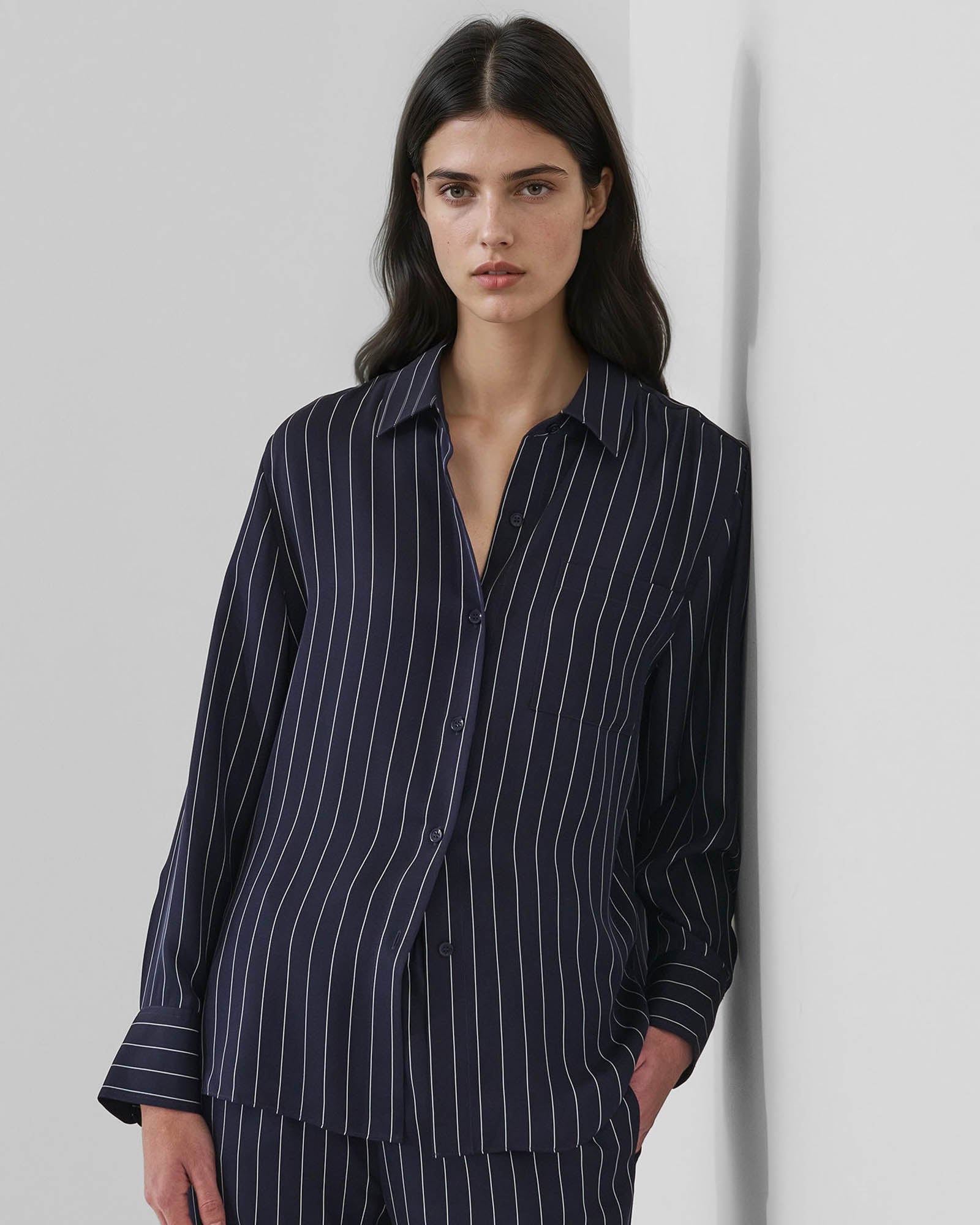 Silk Boyfriend Pocket Shirt