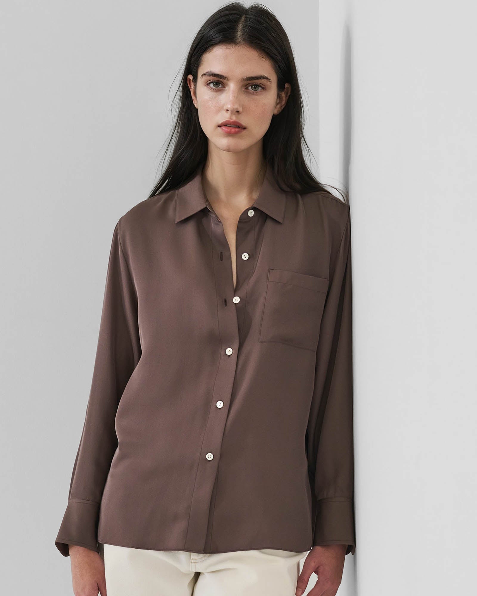 Silk Boyfriend Pocket Shirt