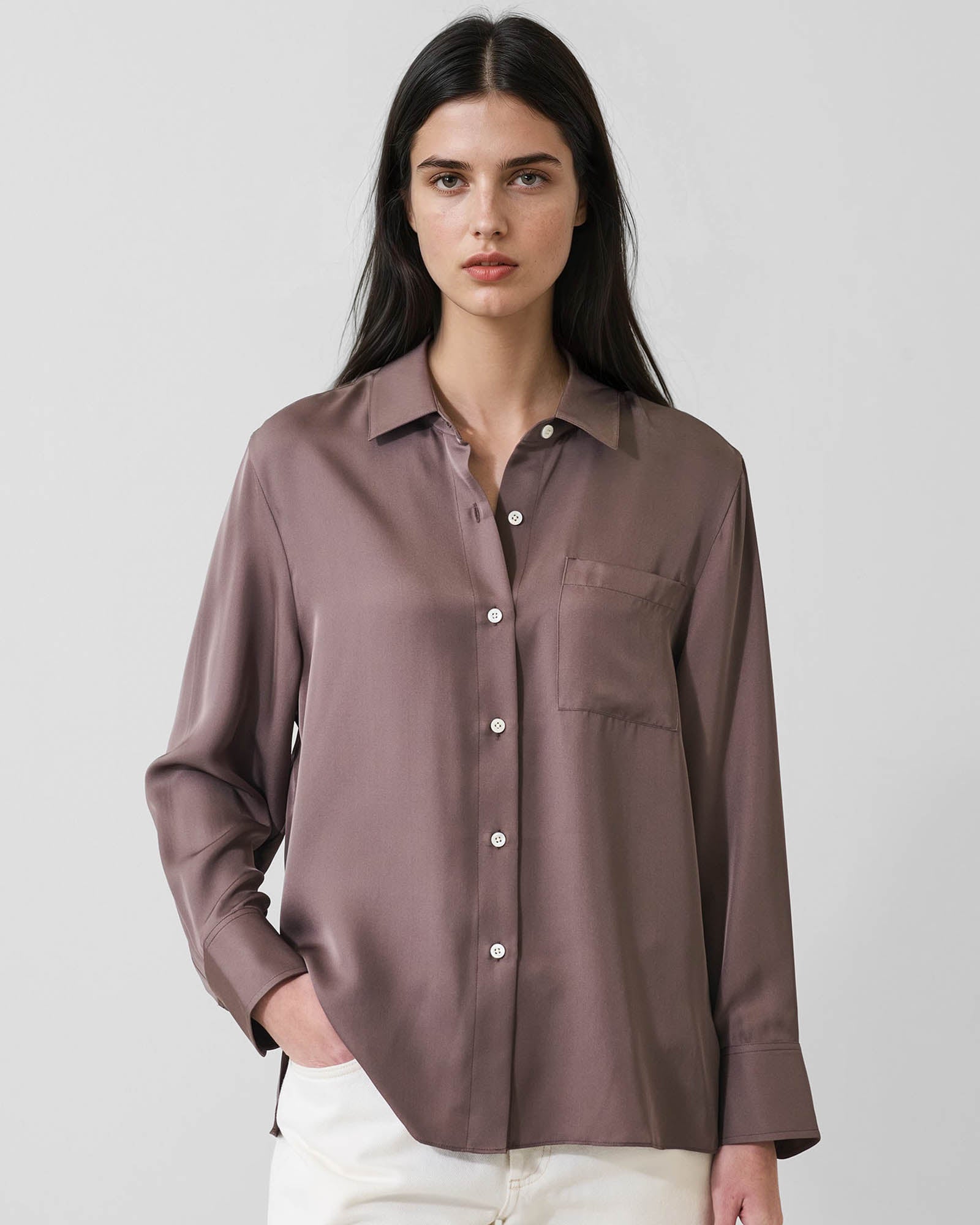 Silk Boyfriend Pocket Shirt