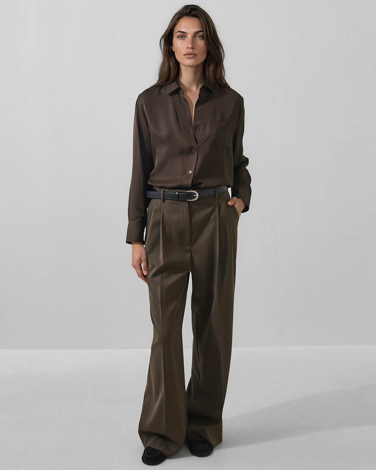 Long Sleeve Silk Pocket Shirt