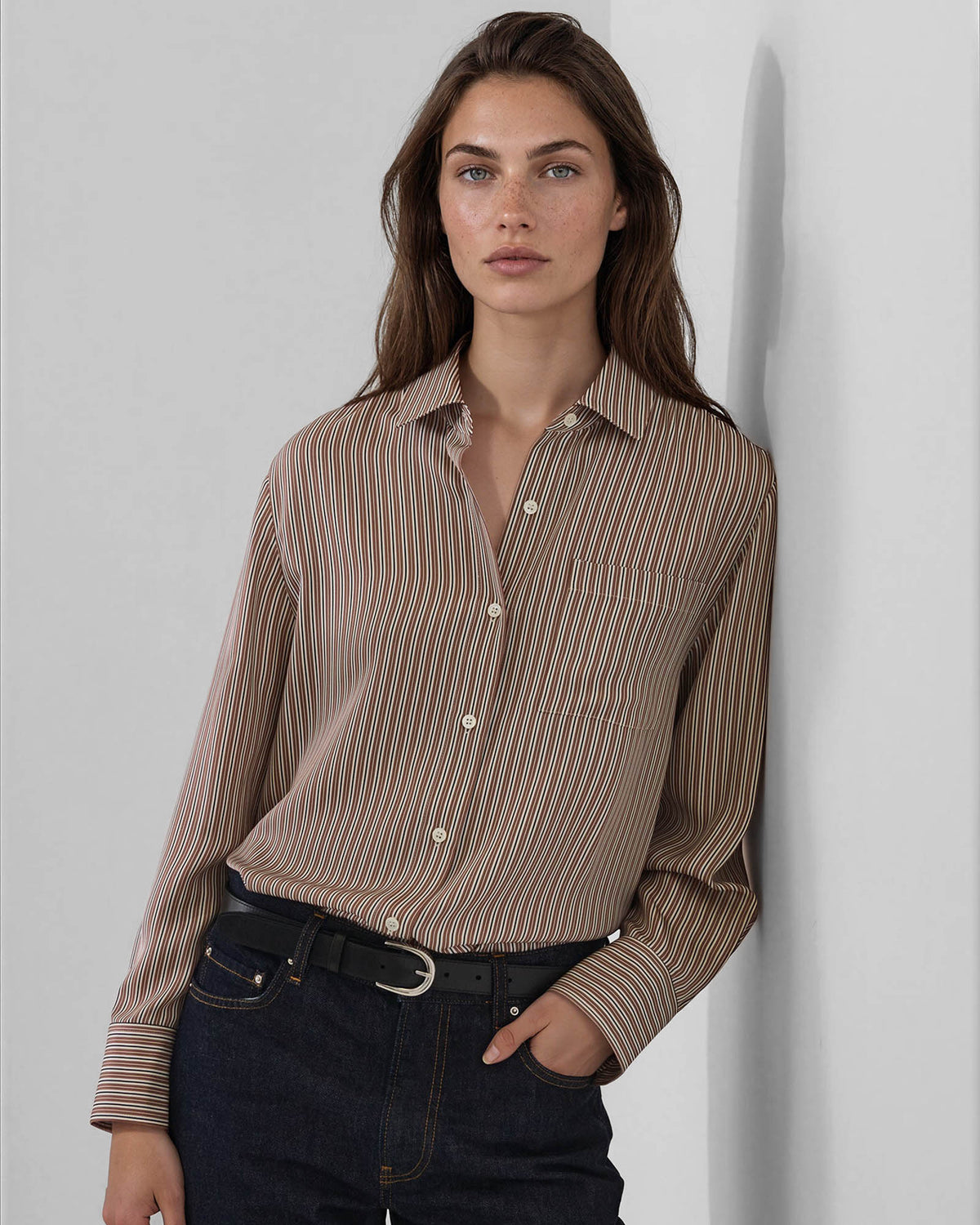 Long Sleeve Silk Pocket Shirt