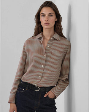 Long Sleeve Silk Pocket Shirt
