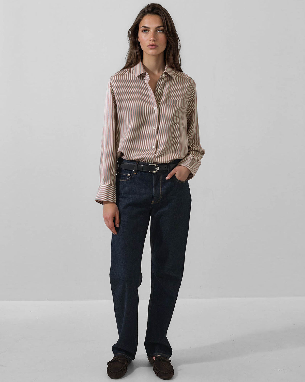 Long Sleeve Silk Pocket Shirt