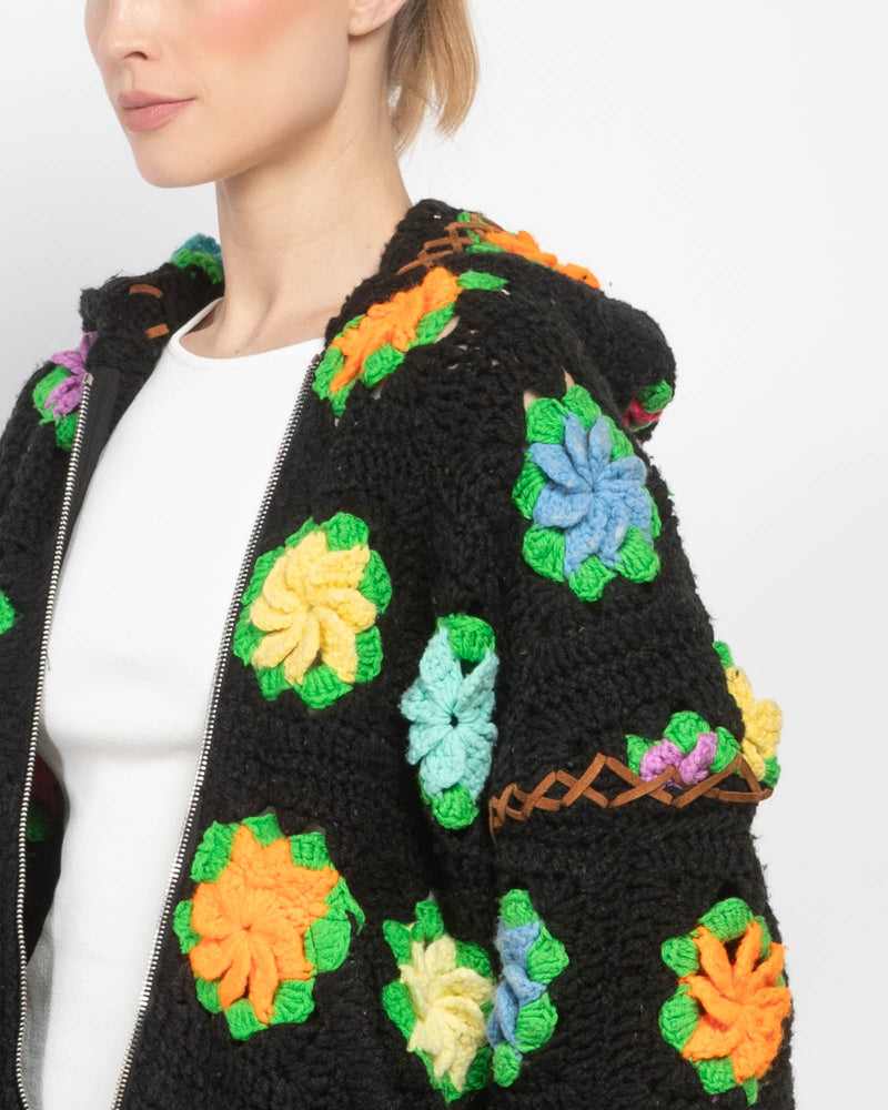 Lydia Square Flower Crochet Hoodie