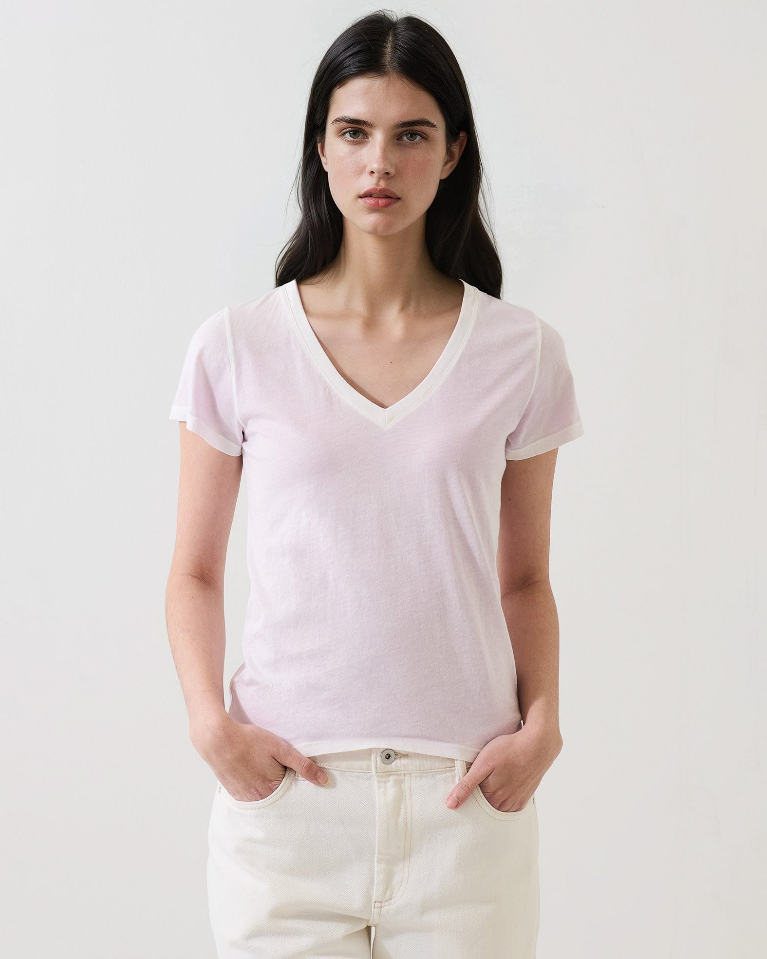 Short Sleeve Reverse V-Neck Tee