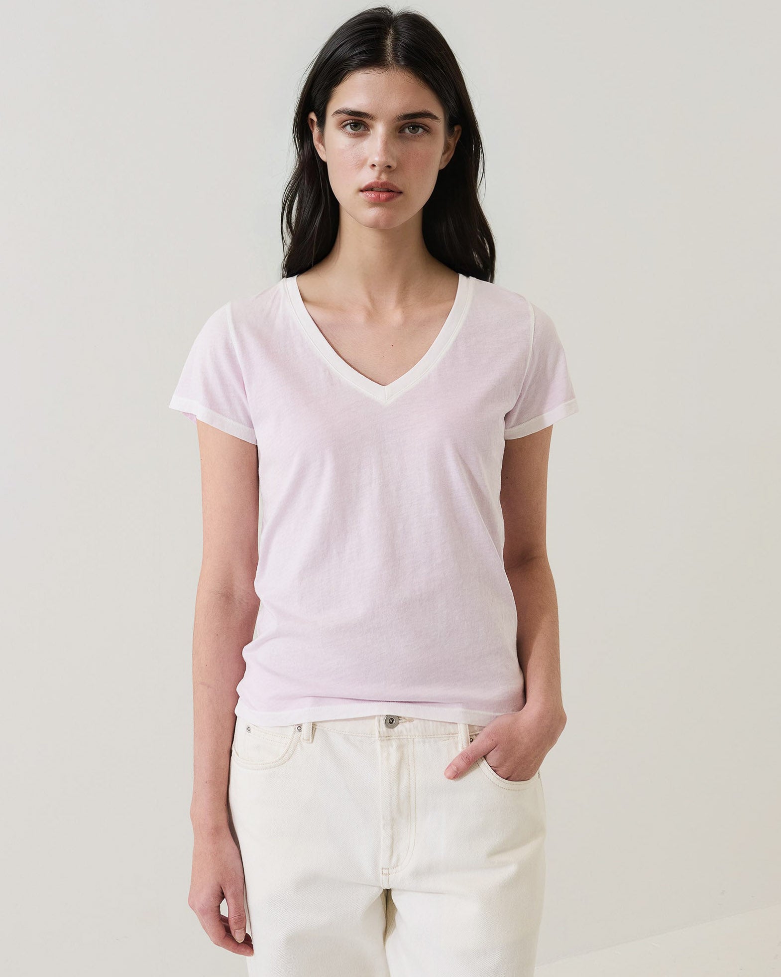 Short Sleeve Reverse V-Neck Tee