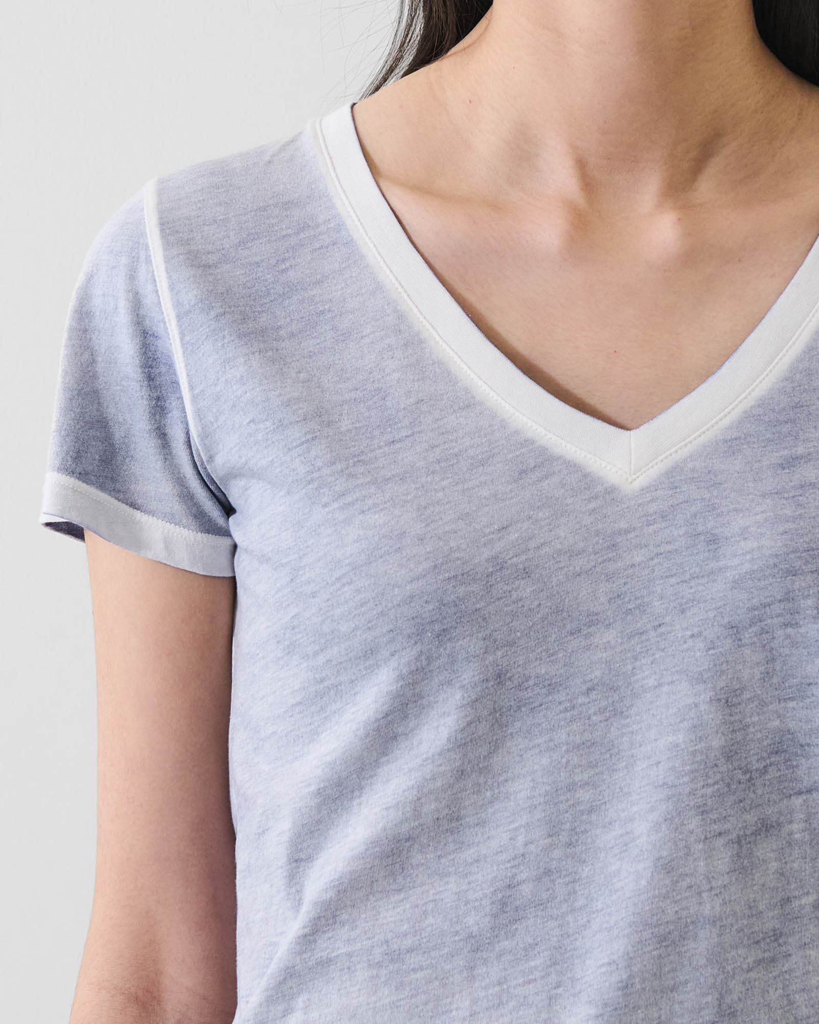 Reverse Spray Lightweight Pima Cotton V-Neck T-Shirt