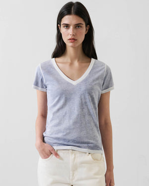 Reverse Spray Lightweight Pima Cotton V-Neck T-Shirt