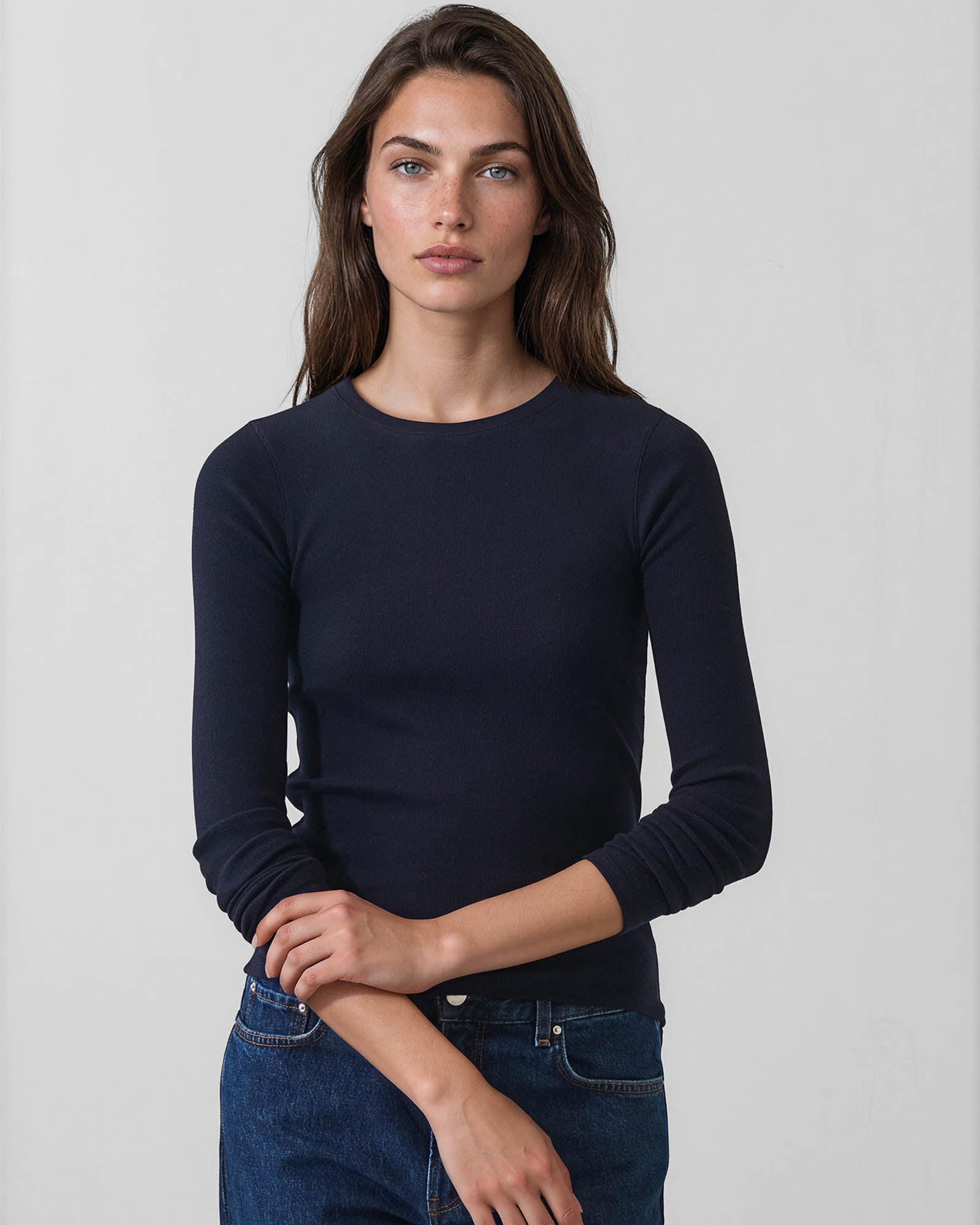 Long Sleeve Ribbed Crew Top