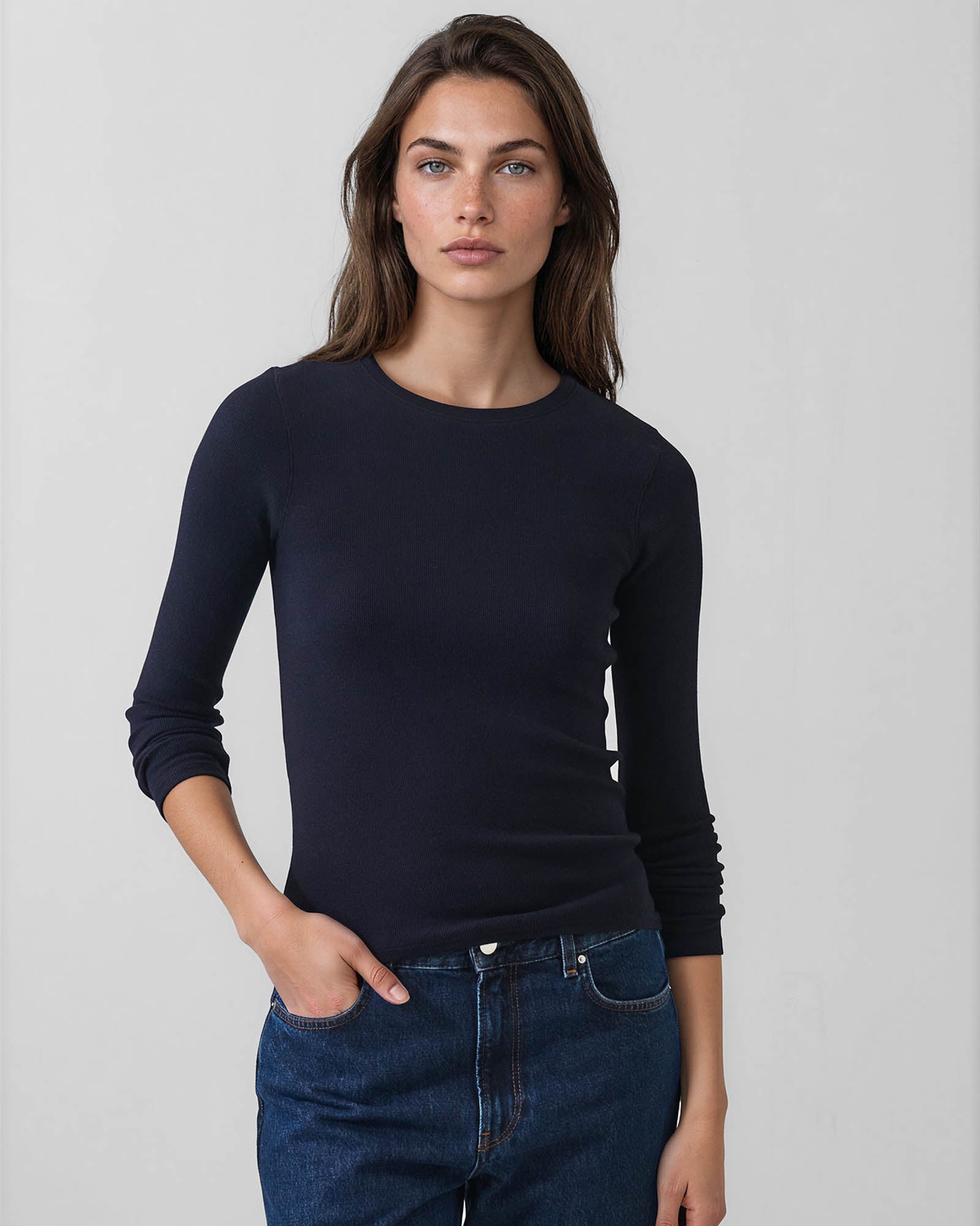 Long Sleeve Ribbed Crew Top
