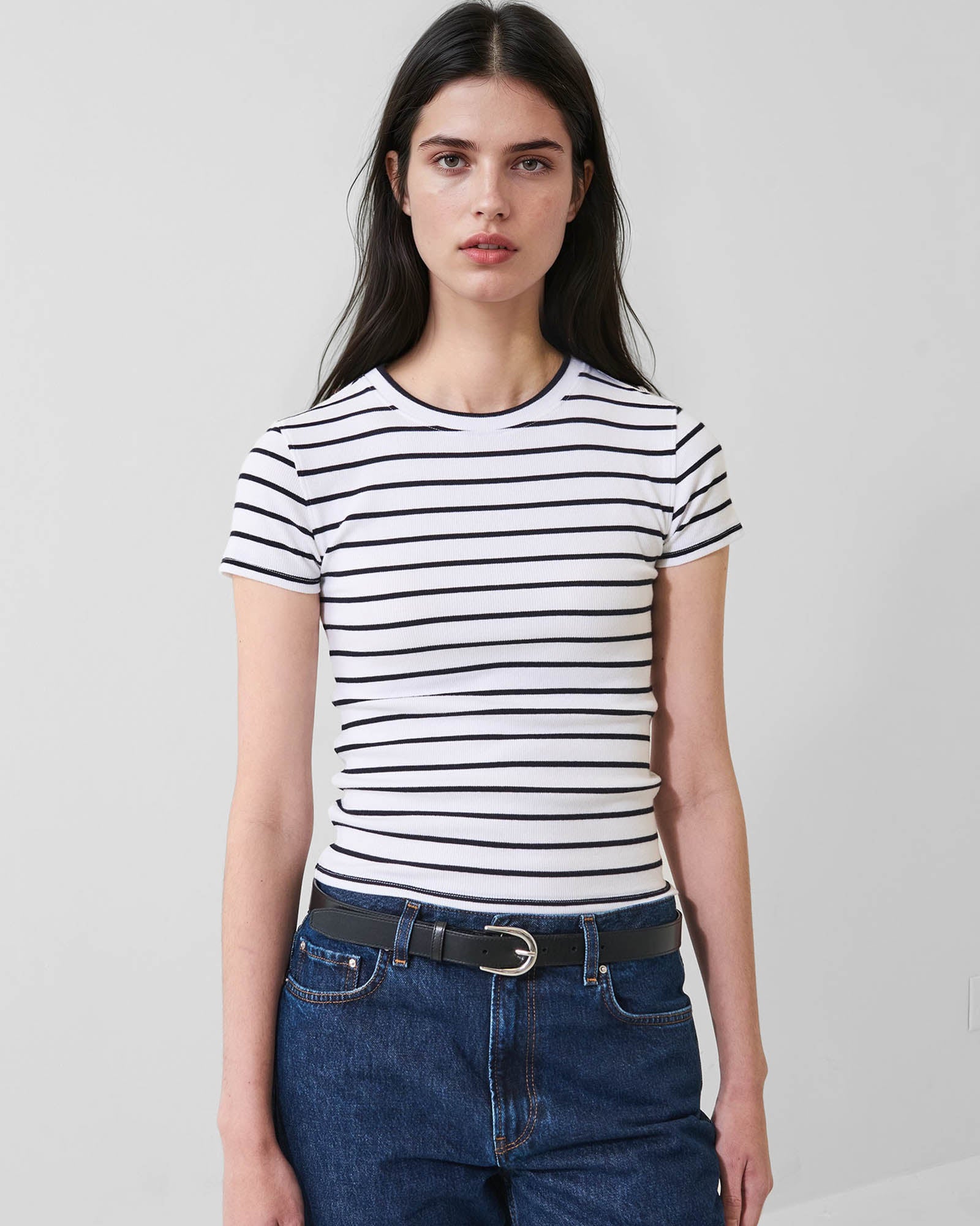 Pima Cotton Stretch Striped Ribbed Baby T-Shirt