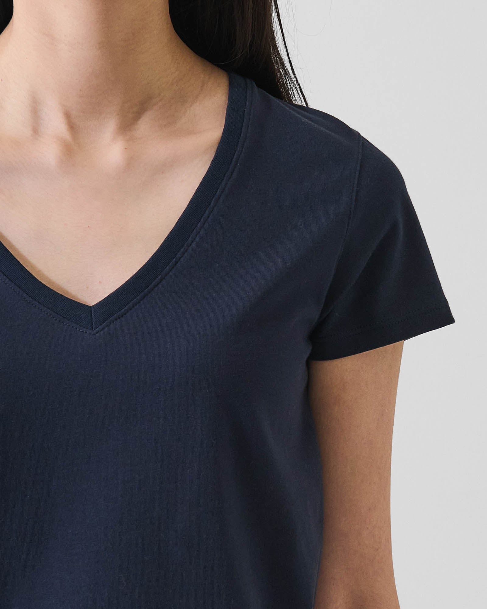 Pima Cotton Stretch Slim V-Neck T-Shirt