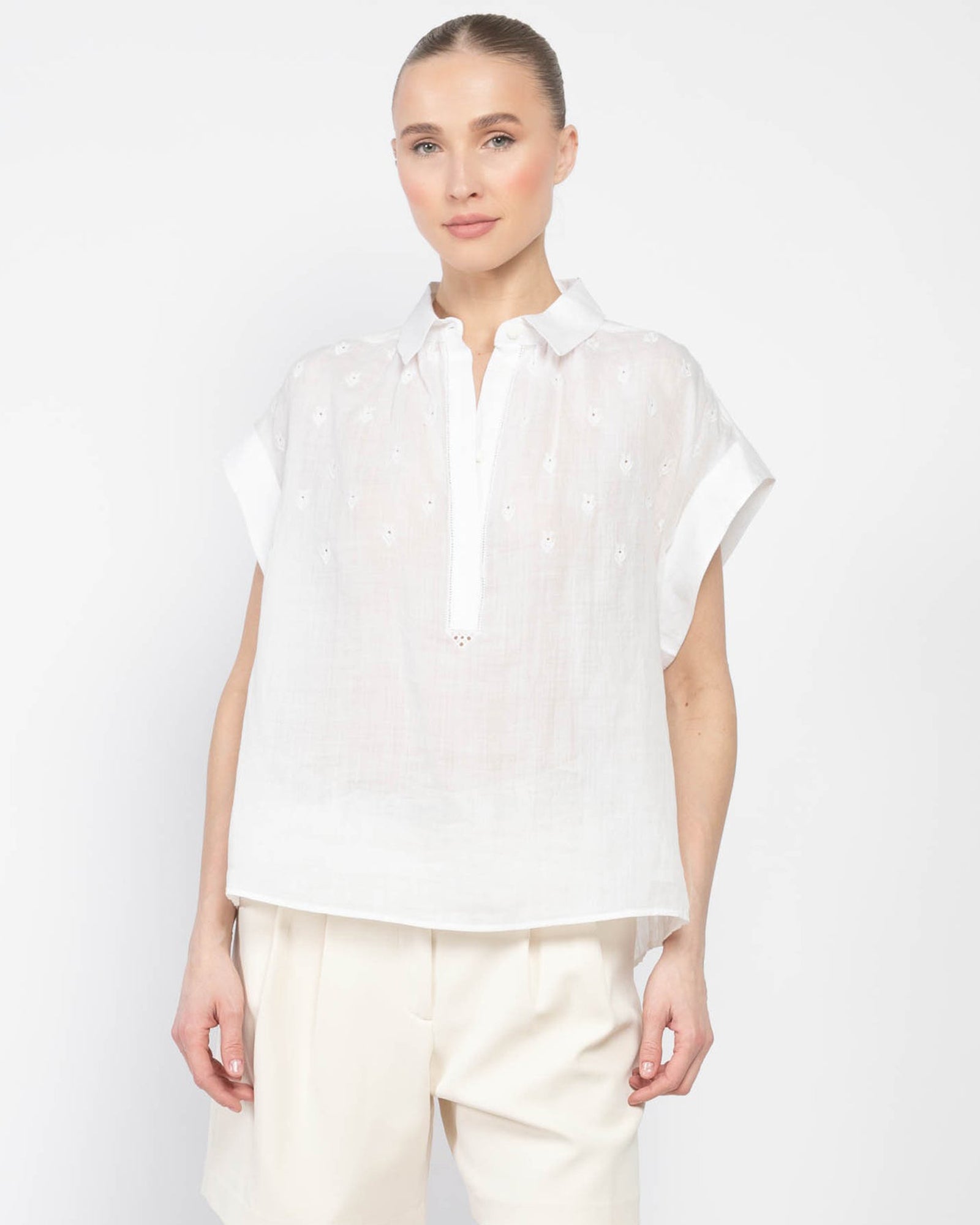 Rag good & Bone White Eyelet Button Front Top XS