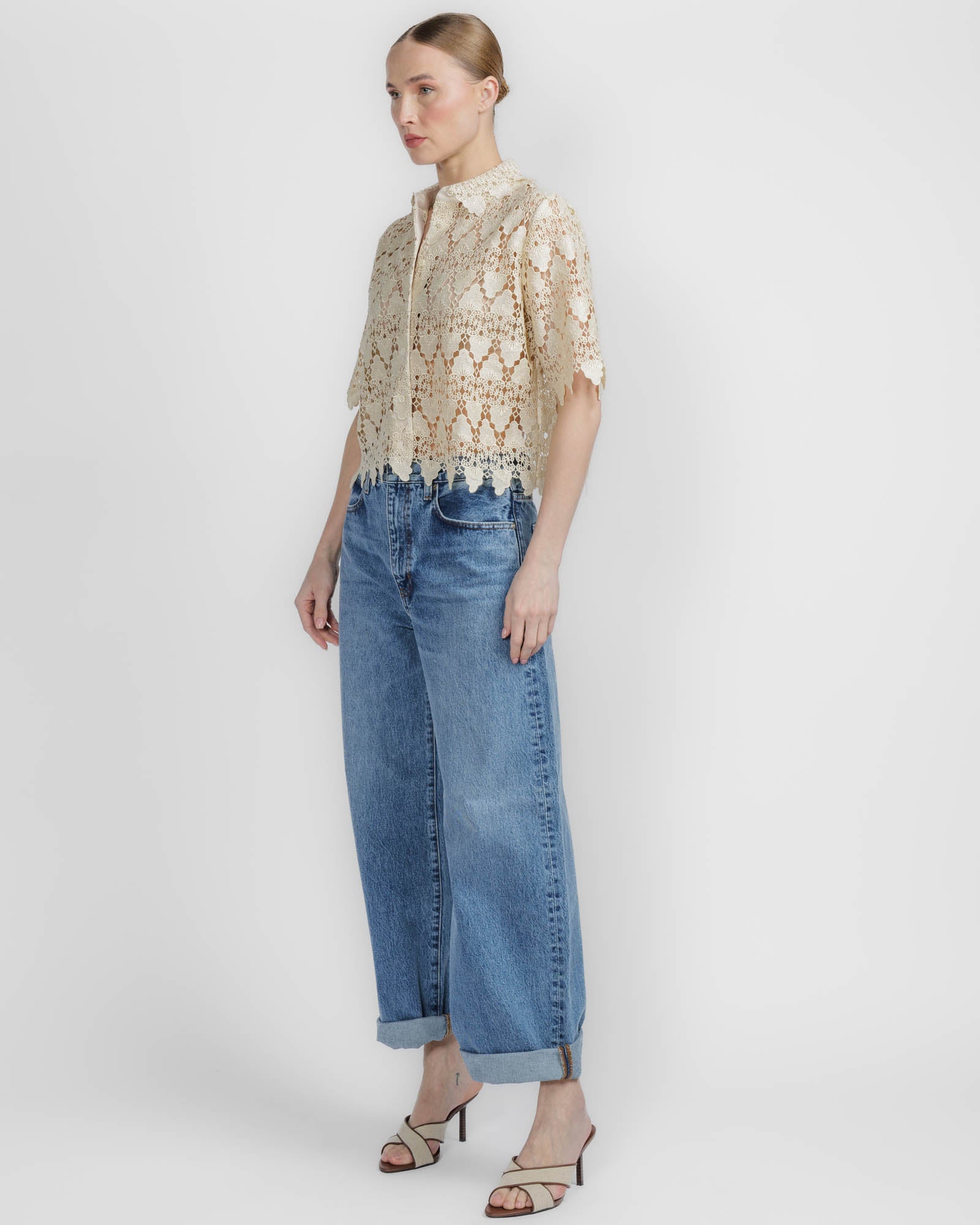 Lace Button Up Shirt