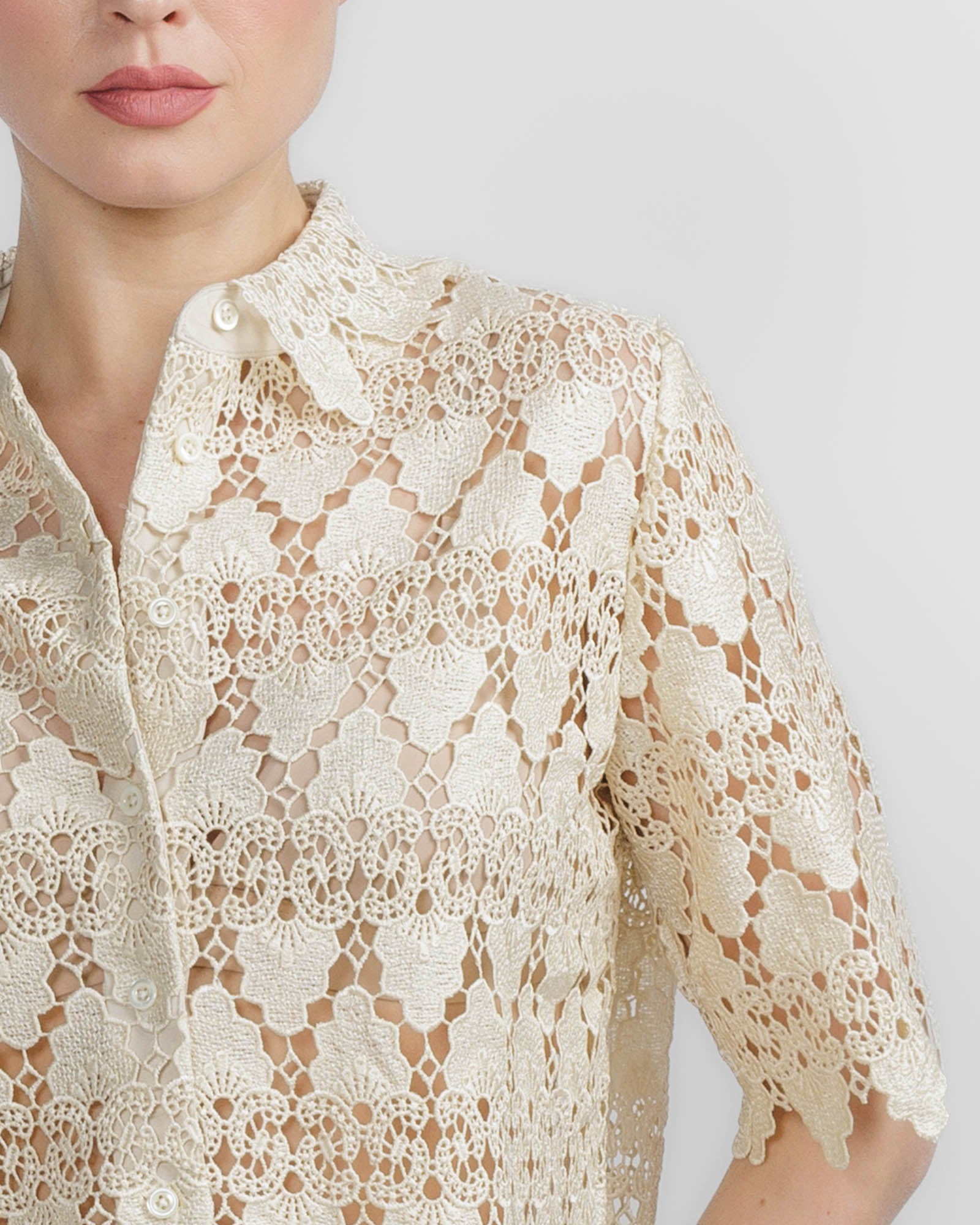 Lace Button Up Shirt