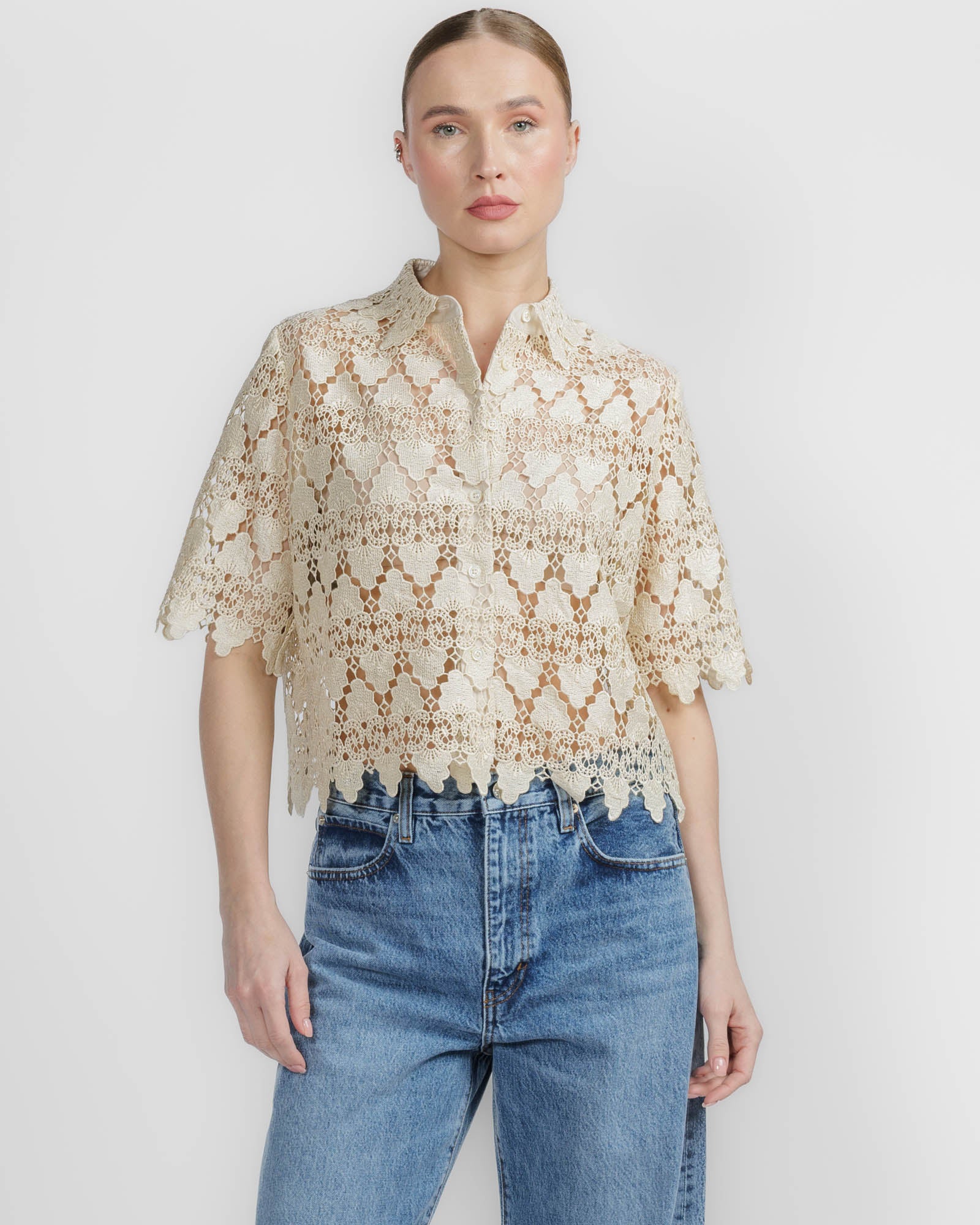 Lace Button Up Shirt