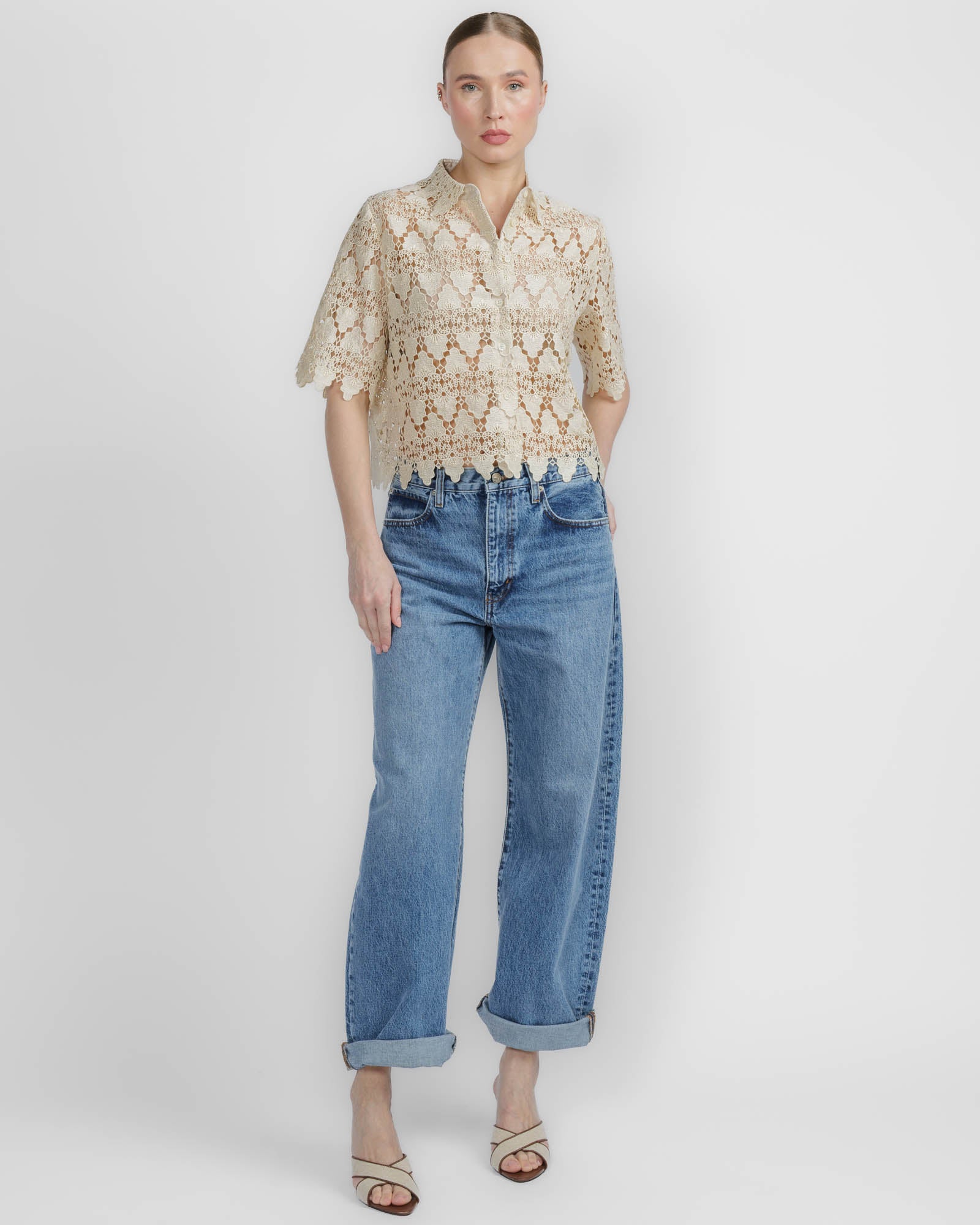 Lace Button Up Shirt