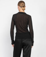 Mesh Lace Long Sleeve Polo