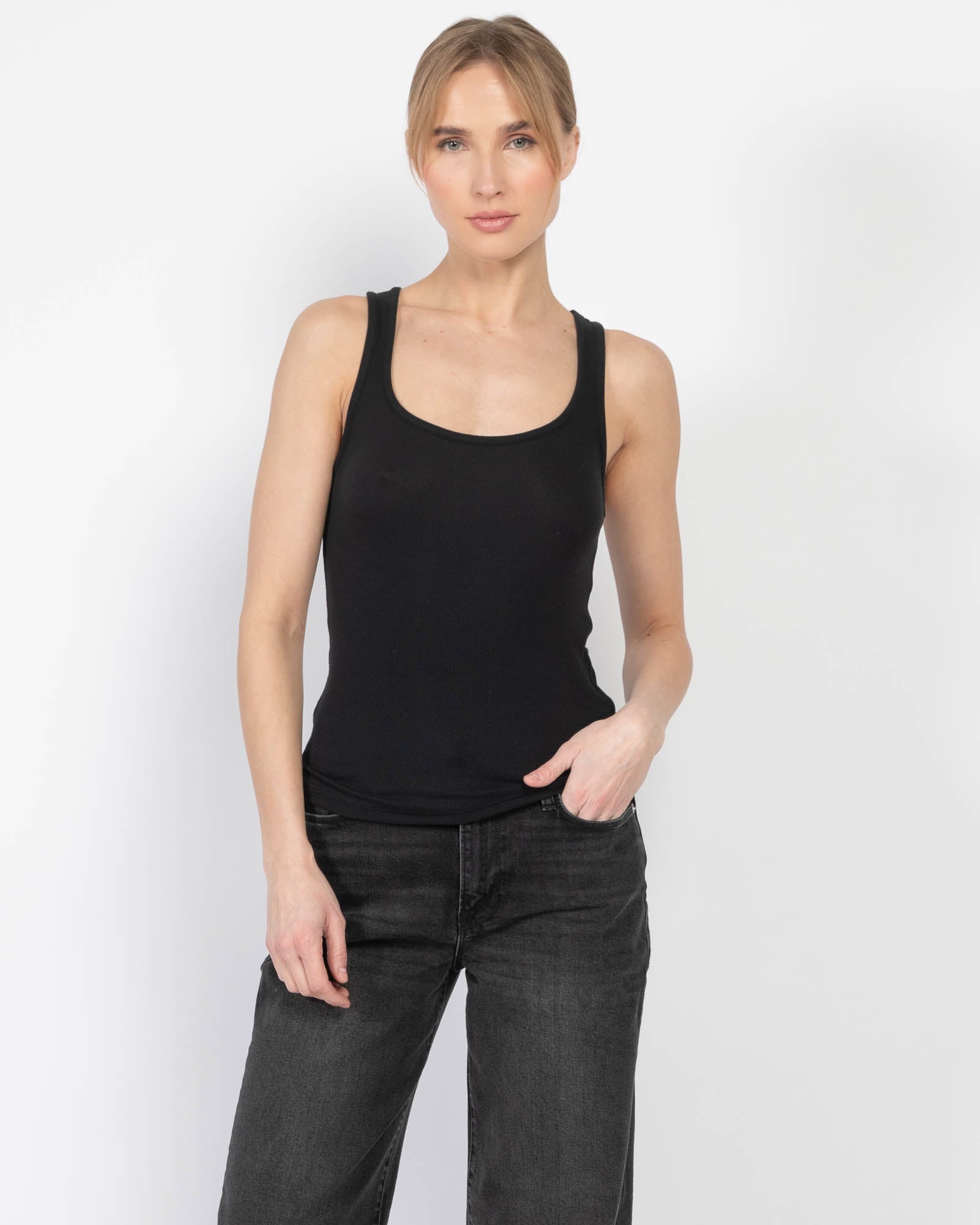 FRAME Rib Scoop Neck Top