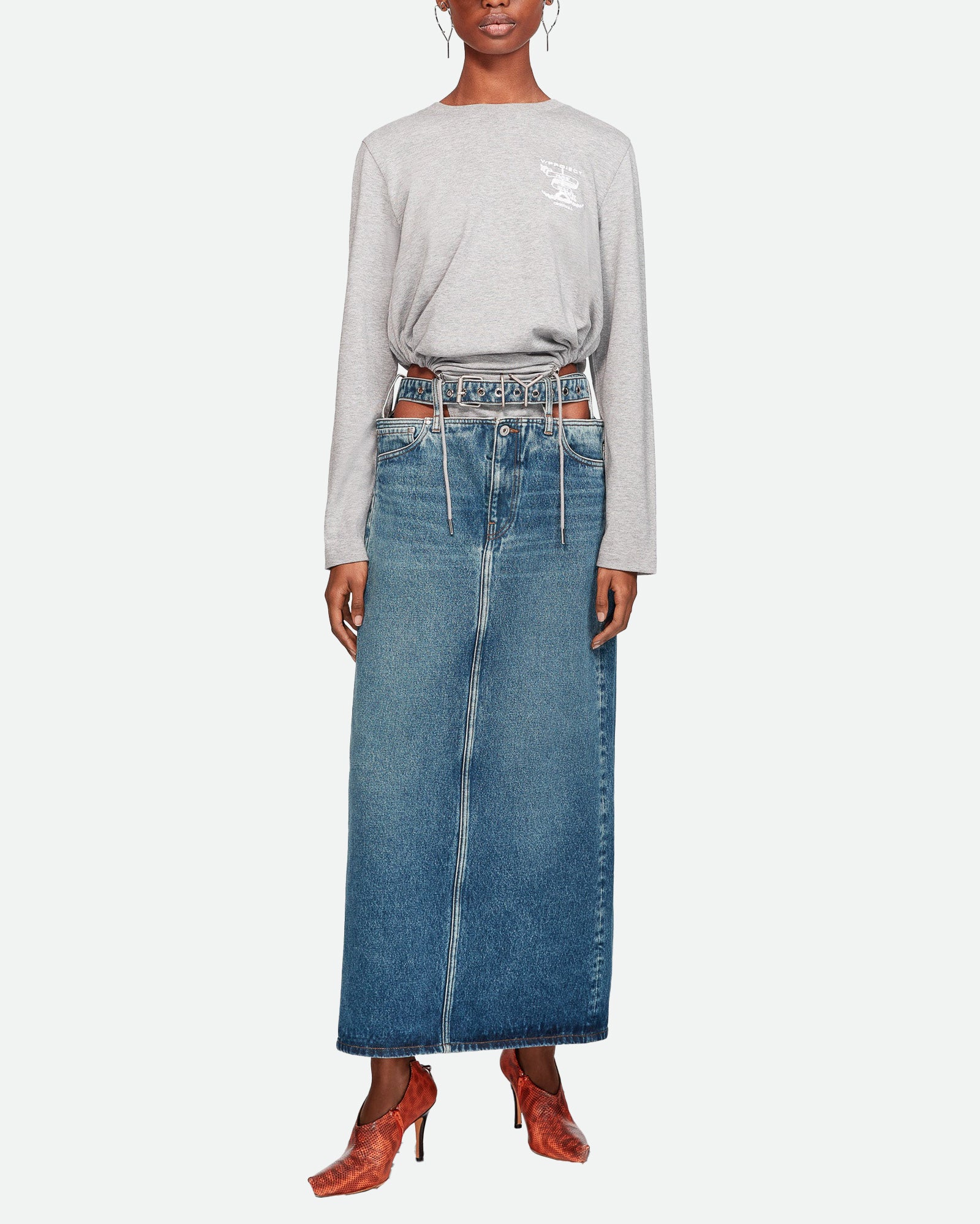 Y PROJECT Y Belt Denim Skirt VINTAGE BLUE M